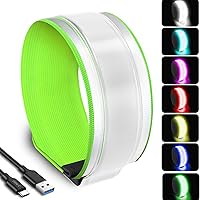 Vista 1 de RGB 7 Colors Switchable LED Armband, USB-C Rechargeable, 360° Reflective Running Light for Runners, High Visibility Reflective Running Gear for Verde