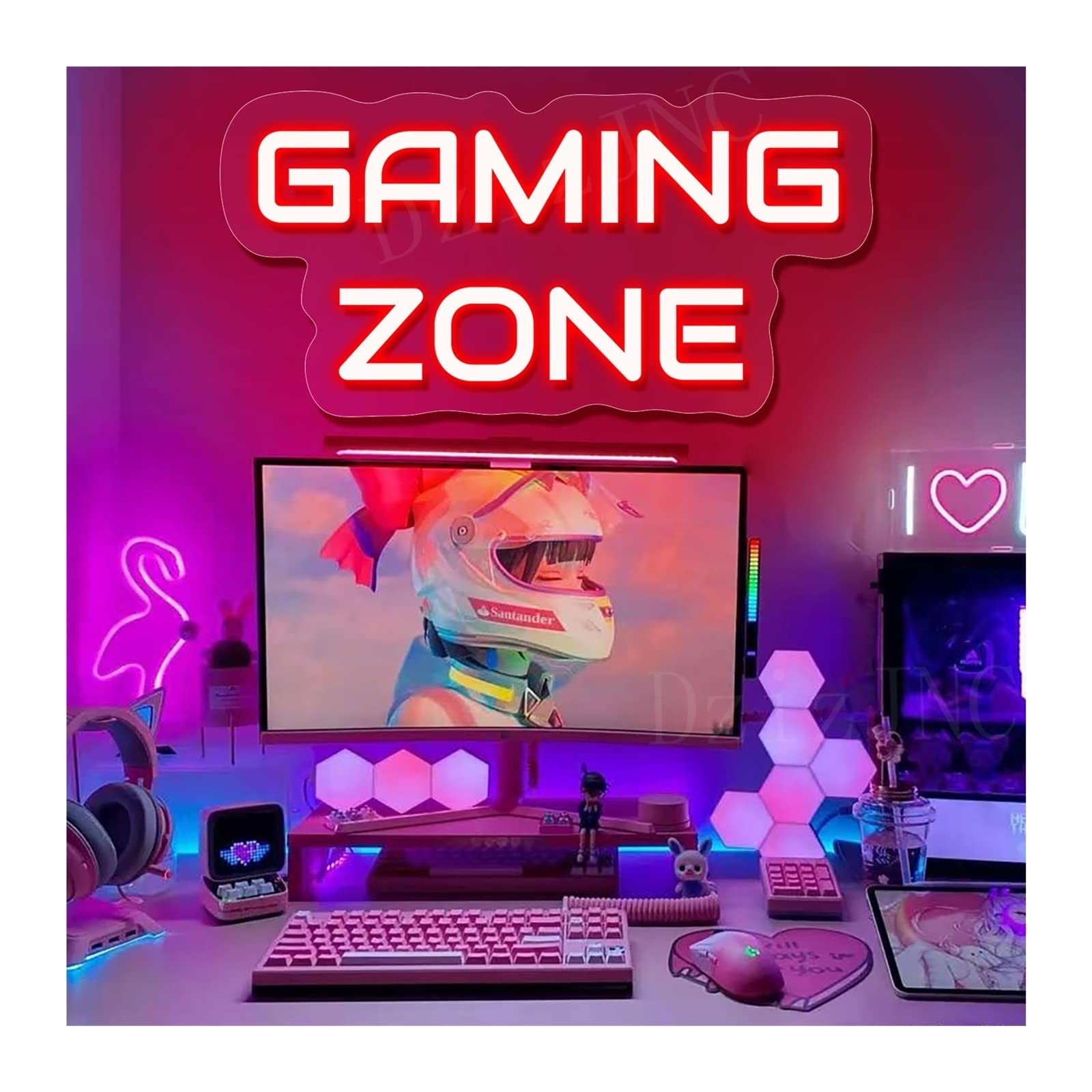 Lumières Au Néon De Zone De Jeu pour La Salle De Jeux, Décoration Murale À LED Personnalisée pour Garçons Game Room Chambre Man Cave Lampe Néon(Red,42x21cm)