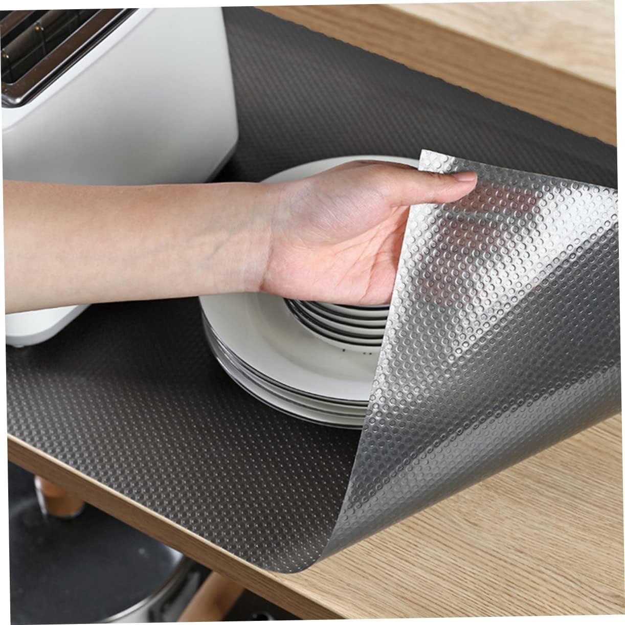 Waterproof Shelf Liner for Kitchen Cabinets and Drawers Non-Slip Protective Liner Half- and Easy to Cut 10-Piece Set