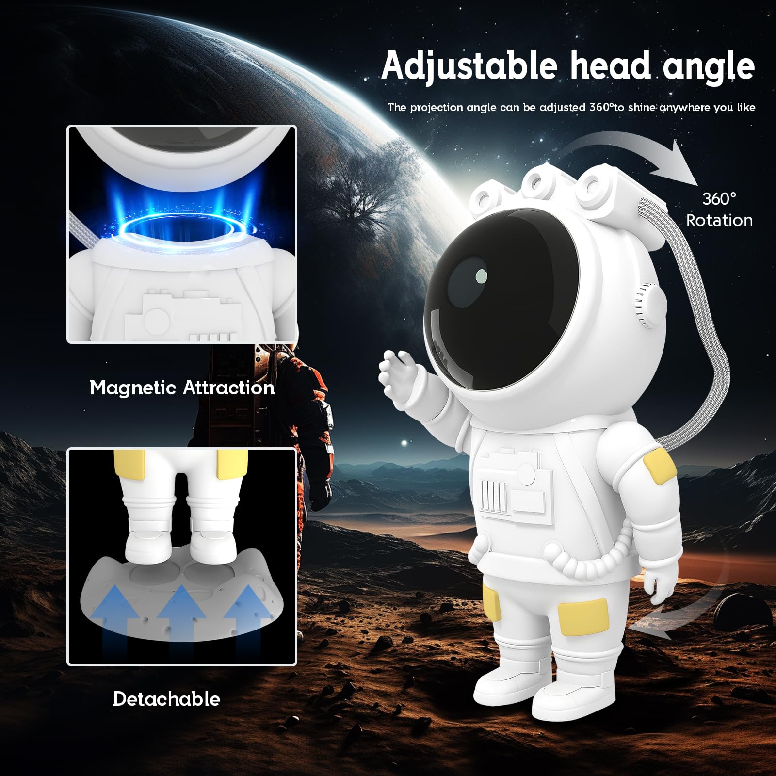 Astronauta Proiettore Stelle, Proiettore Astronauta Spaziale Lampada Notturna con Timer, Telecomando, Proiettore Stelle Soffitto Luce per Camera da Letto, Regalo per Bambini e Adulti