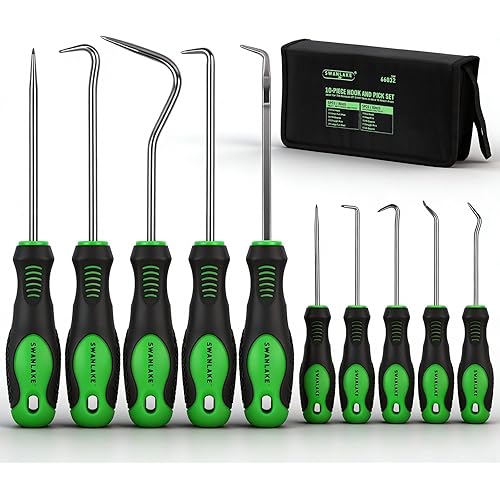 SWANLAKE 10PCS Pick and Hook Set, Pick Tool Set for Car Auto Oil Seal/O-Ring Seal Gasket Pick Mini Hooks Puller Remover (10PCS)