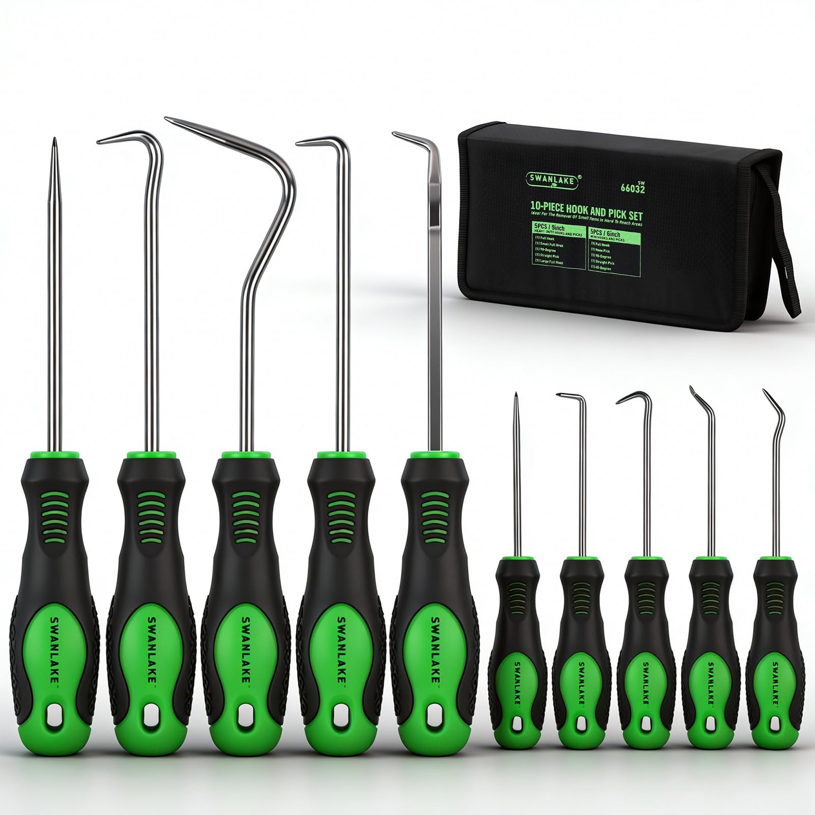 SWANLAKE 10PCS Pick and Hook Set, Pick Tool Set for Car Auto Oil Seal/O-Ring Seal Gasket Pick Mini Hooks Puller Remover (10PCS)