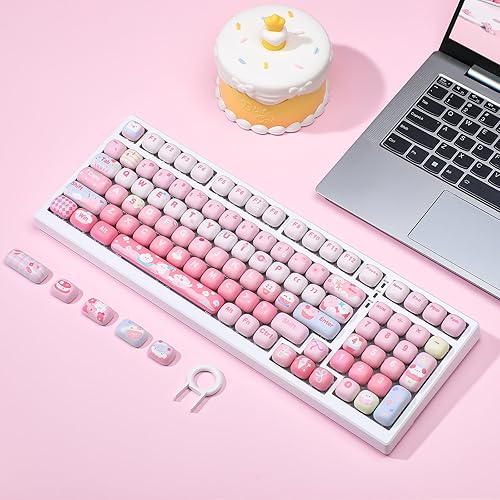 Miniatura 8 de YUNZII Lindas Teclas Personalizadas Pink Ice Cream, 138 Teclas Dye Sub PBT Perfil MOG Juego de Teclas para Teclados Mecánicos Gaming (Pink Ice