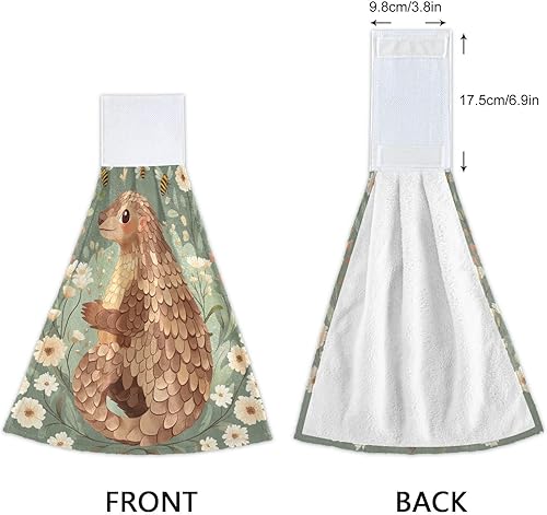 Miniatura 4 de Kitchen Tie Towel Bath Towel Cute Pangolin Sage Green Retro Musical Rock White Sets escurridor de vasos para cocina