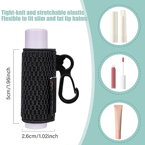 Miniatura 2 de HEYSKAY 4 fundas para bálsamo labial, llavero compacto con clip en el soporte para lápiz labial, soporte para lápiz labial, soporte para brillo de