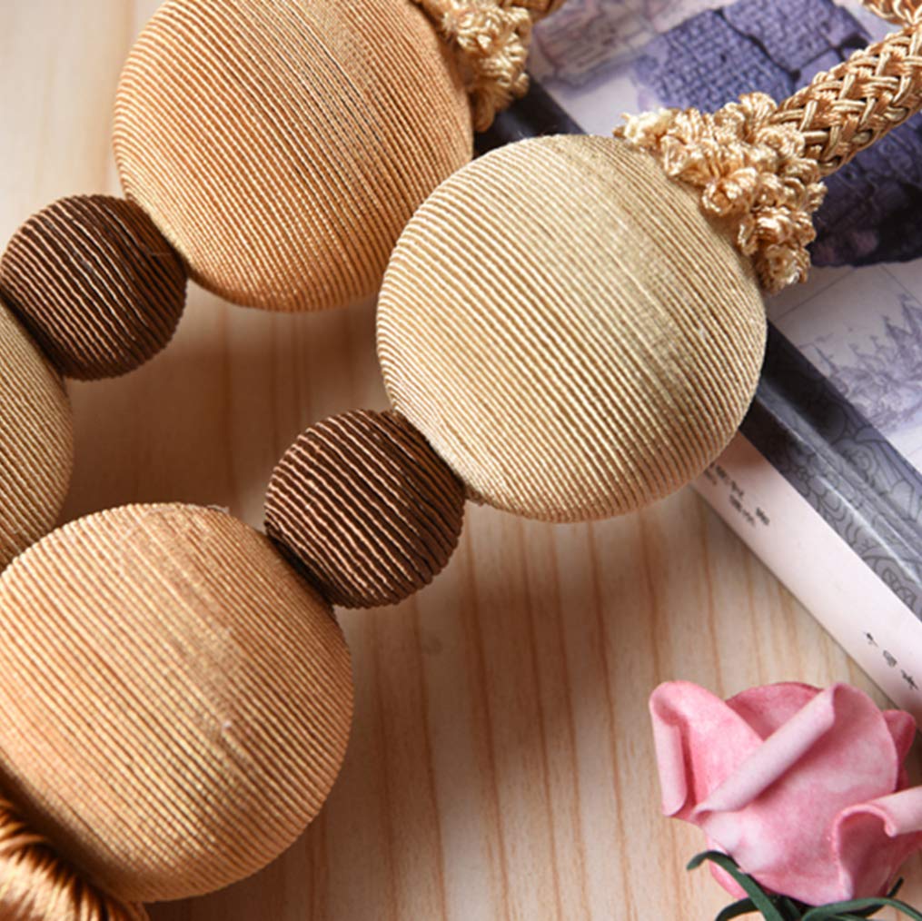 1 paire d'embrasses de rideaux en polyester tressé avec pompons à suspendre pour salon, porche, chambre à coucher, jaune, taille unique