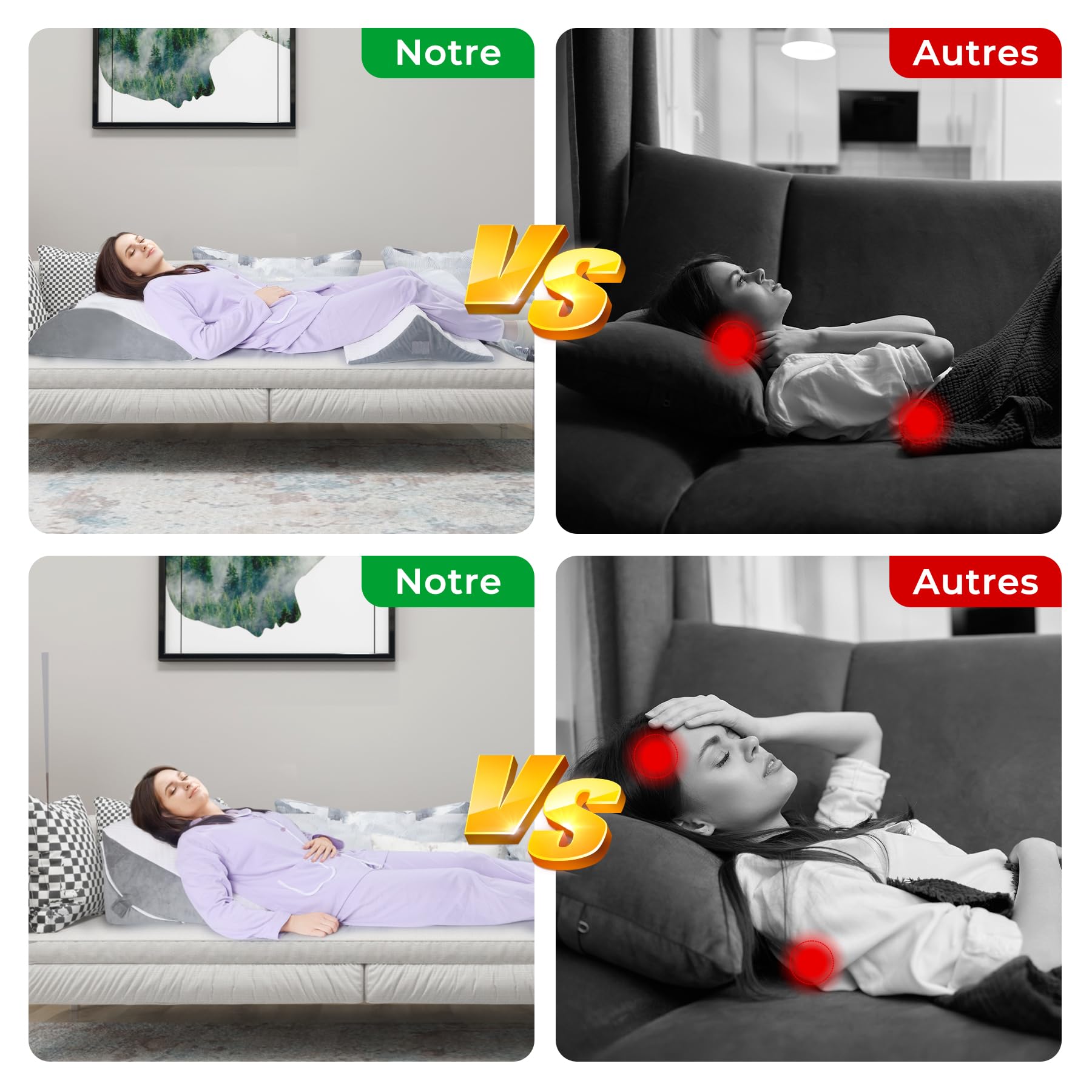INFANZIA Coussin incliné pour lit, Coussins en Coin Orthopédiques pour Lit - Apnée du Sommeil, Reflux Gastrique, soulèvement des Jambes| Coussin Triangle en Mousse à Mémoire