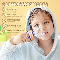 Vista 3 de RexCodar Cepillos de dientes eléctricos para niños, cepillo de dientes ultrasónico en forma de U, cepillo de dientes recargable de boca completa