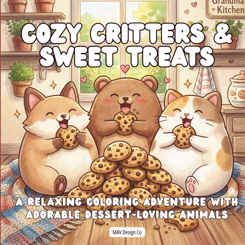 Cozy Critters & Sweet Treats: A Relaxing Coloring Adventure with Adorable Dessert-Loving Animals, Cozy Bakery Scenes, Birthday Fun, and Cute Sweet Treats