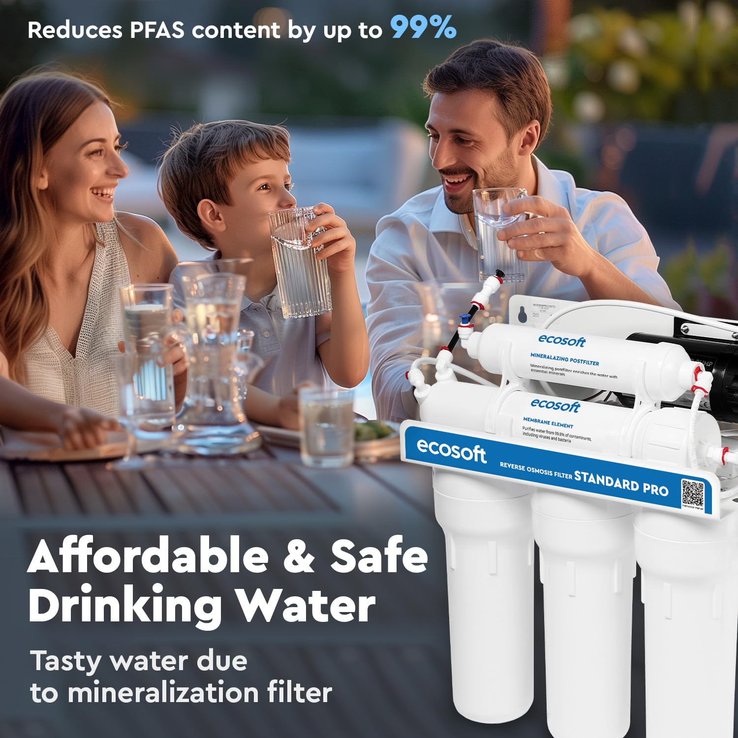 Ecosoft Standard Pro Filtre à osmose inverse - Avec pompe intégrée, purification efficace et installation facile