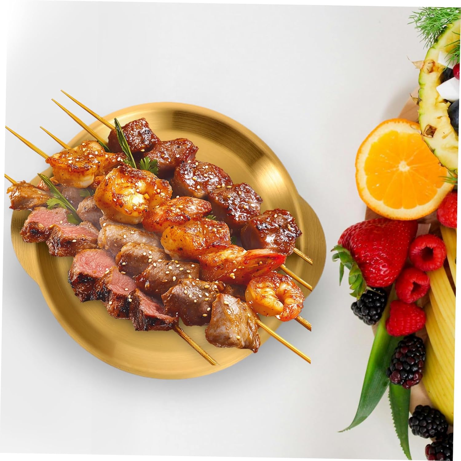 PRETYZOOM 3Pcs Stainless Steel Plates for Snacks Desserts and Dinners Dinnerware for Home Parties Hotels Versatile Serving Platters for Bbq Fruits Pastries