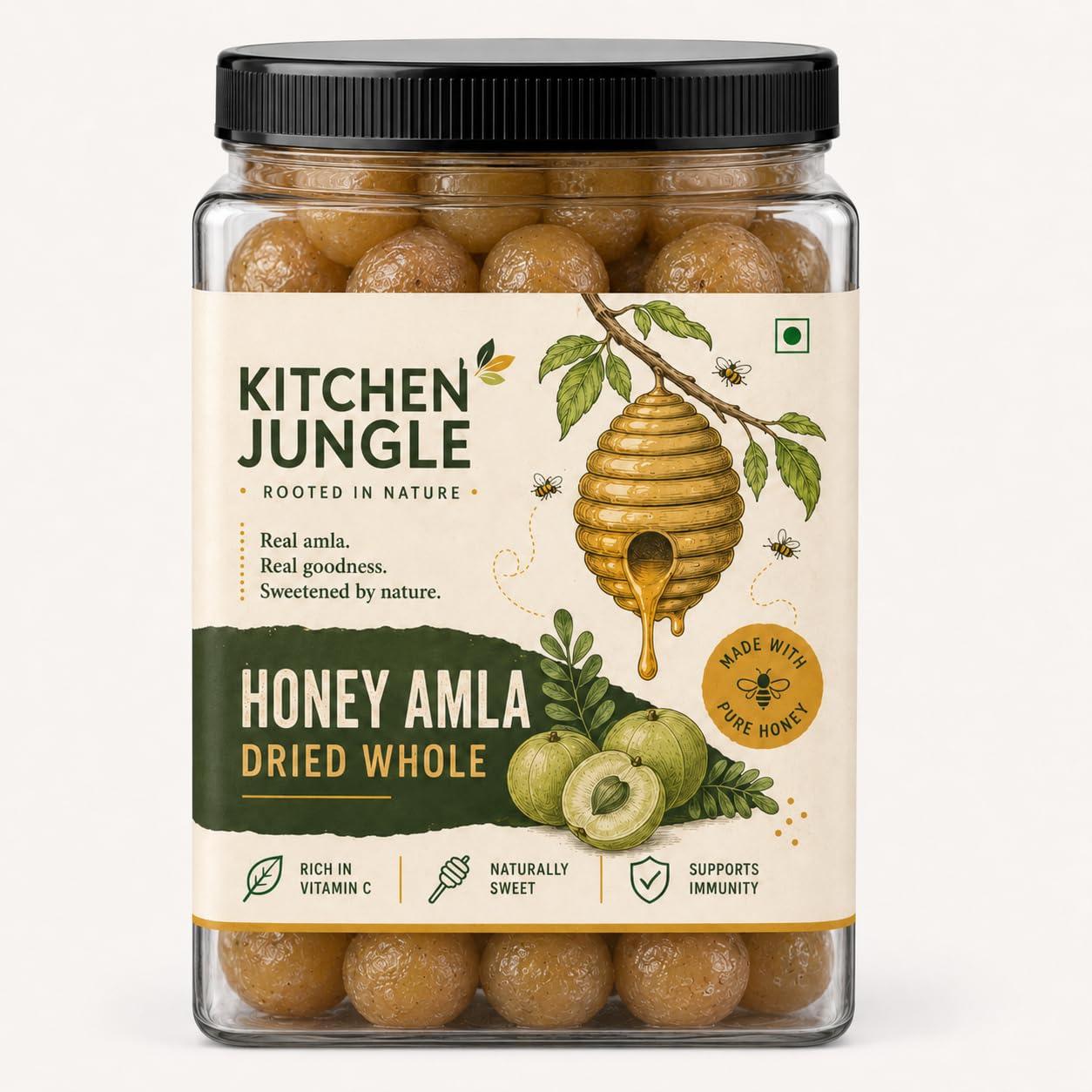 Kitchen Jungle Honey Amla Dried Whole Candy 1KG | Sweet & Tangy Indian Gooseberry Candy | Traditional Avla Mukhwas | Soft Chewy Dried Amla Treat Toffee-picture-10