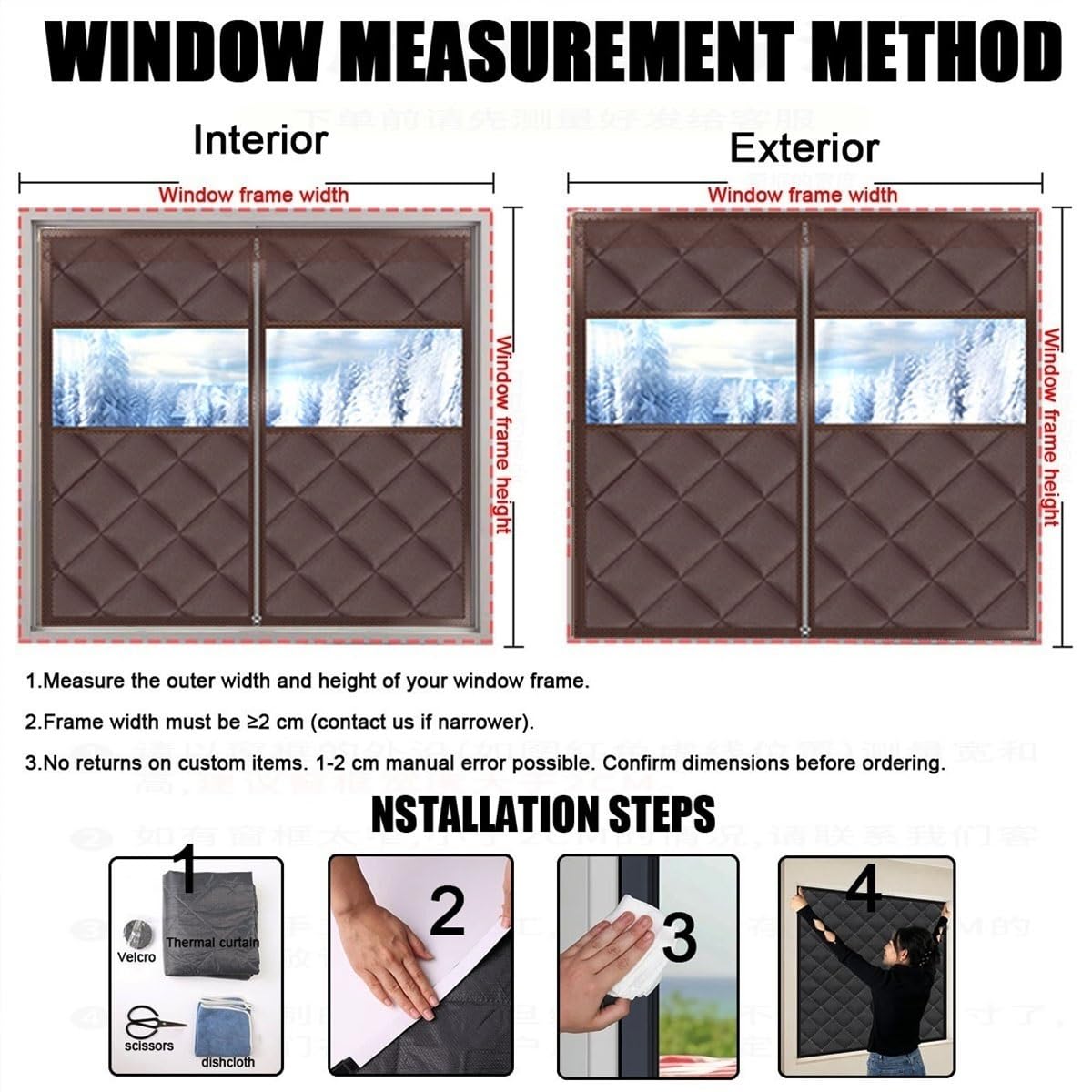 Isolierfolie Fenster Thermofolie Fenster Oxford Stoff 3-Lagig Fensterdämmung Kälteschutz Wärmedämmung Vorhang Verdunkelnd Winter Isolierung Für Fenster Innen(Silber,130x200cm)