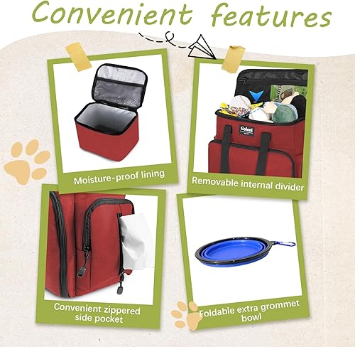 Miniatura 5 de Goloni Bolsa de viaje para perros aprobada por aerolíneas, gran capacidad para accesorios para mascotas, con 2 cuencos plegables para perros, 2