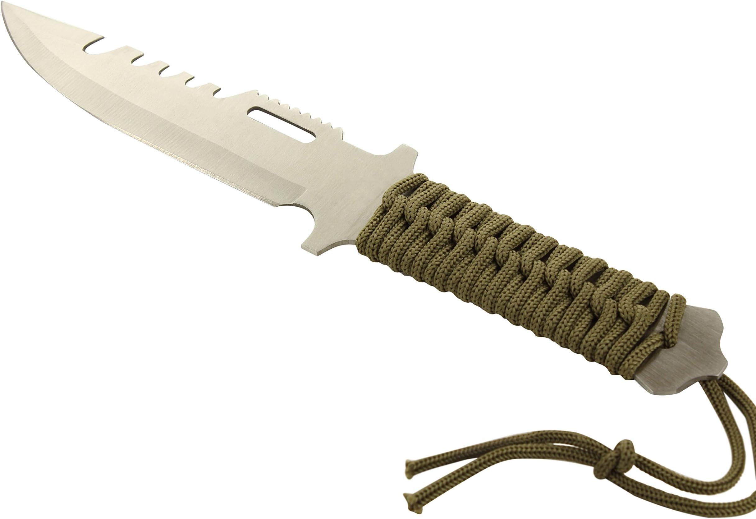 Army Green Paracord Full Tang Fixed Blade Hunting Knife