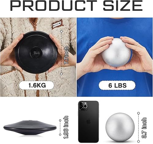 Vista 11 de Deekin 2 Pcs Shot Put Rubber Discus 1 kg Black Ball for School Track and Field Discuses for Outdoor Practice Throwing