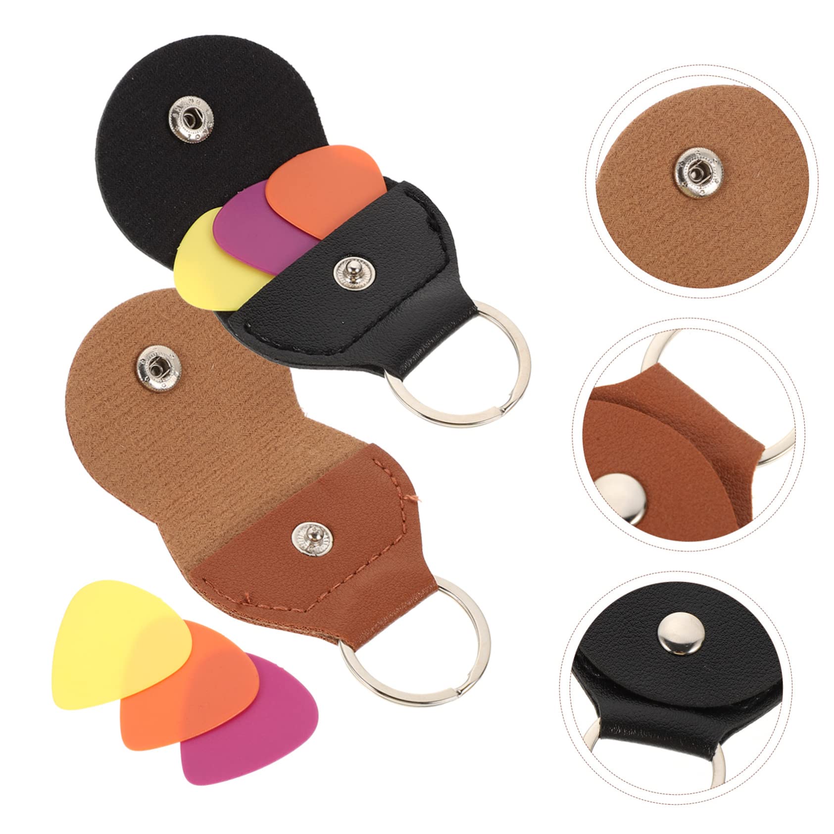 SUPVOX 1 Set Delicate PU Guitar Pick Bag with Keychain Random Guitar Picks Compact Storage Bass Ukulele Plectrums Random Color