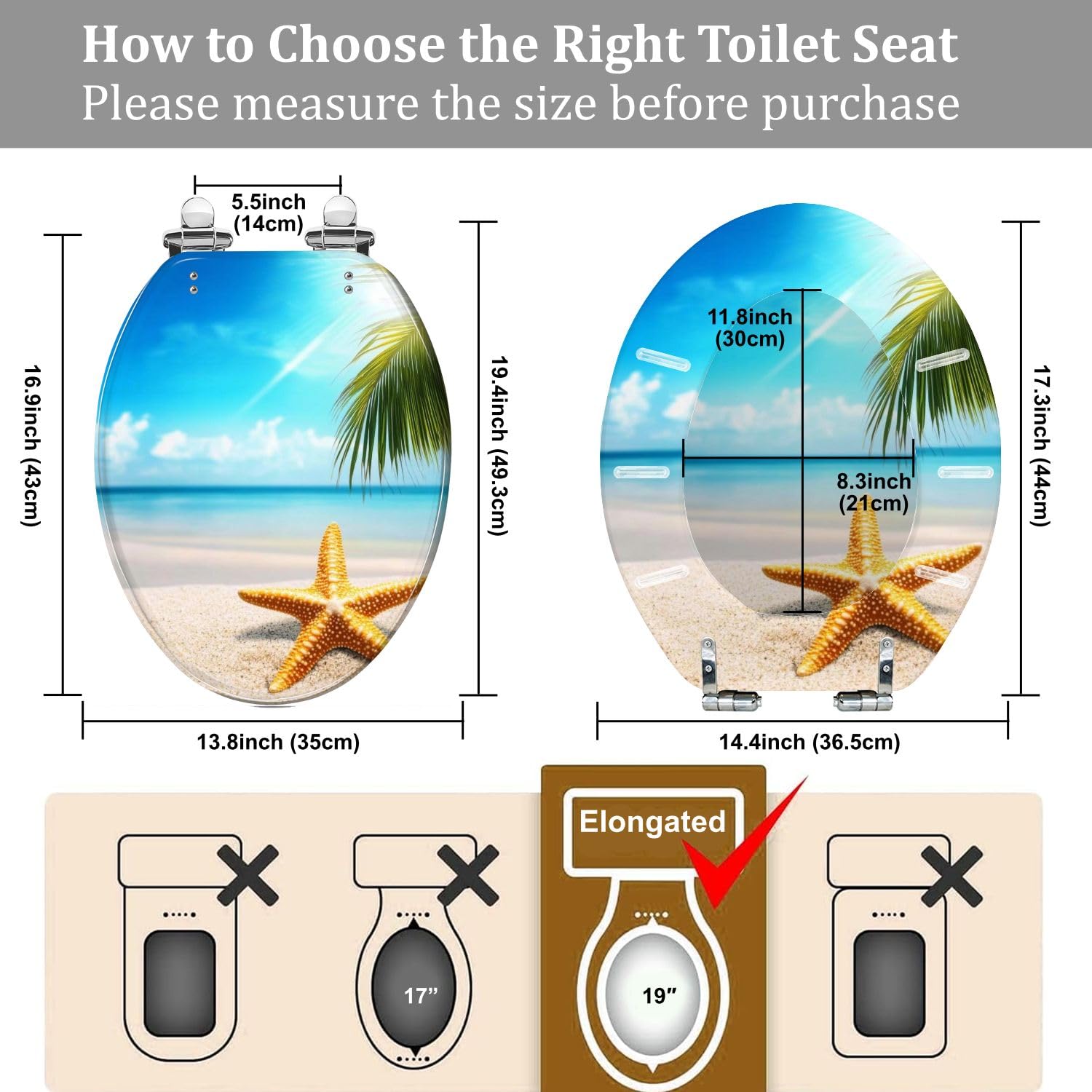 Asiento de inodoro alargado genérico para baño