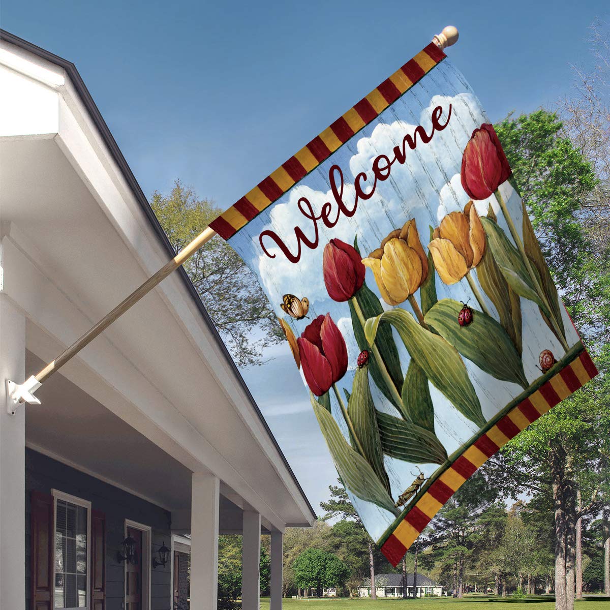 Morigins Welcome-Flagge Mit Blumenmotiv – 31,8 X 45,7 Cm, Wetterfest, Doppelseitig Bedruckt