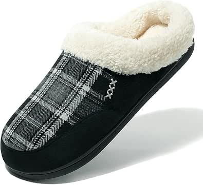 NewDenBer Men's Cozy Memory Foam Slippers Soft Slip on Indoor Outdoor Clog House Shoes