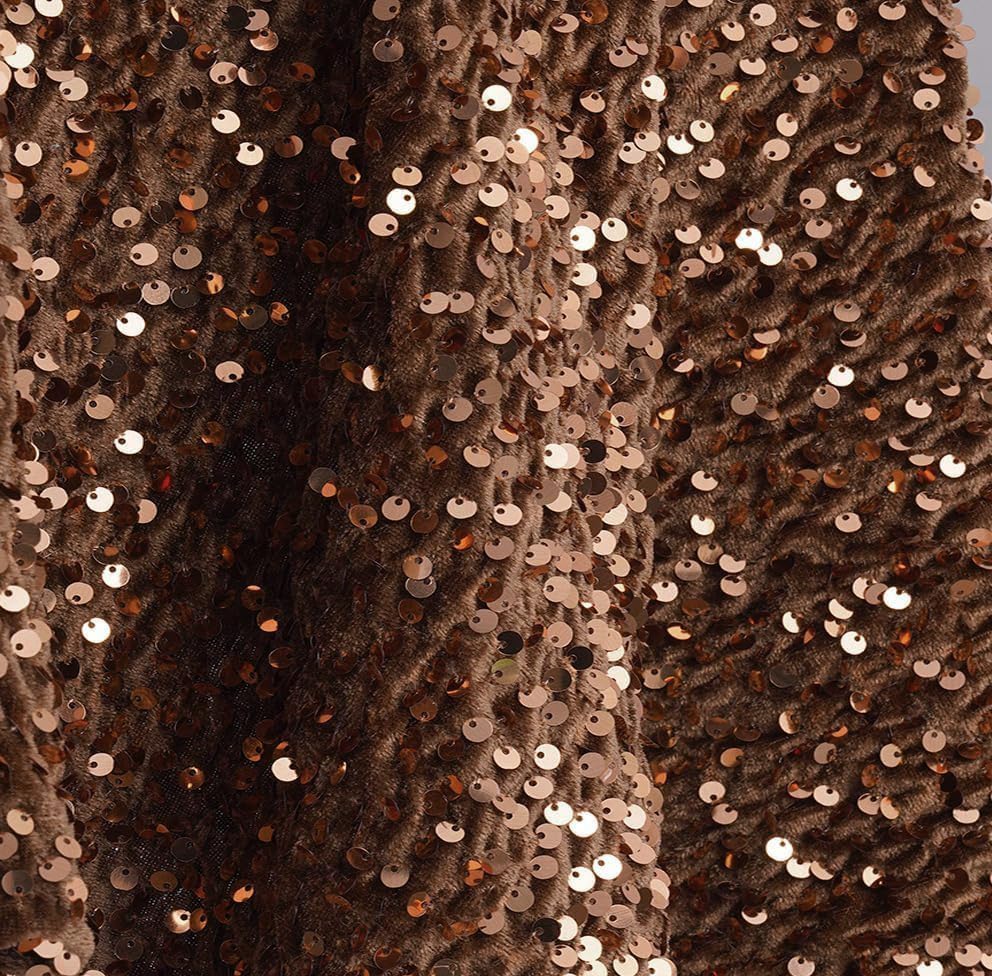 Tissu extensible en velours à paillettes marron 1,8 m coupon couture artisanat