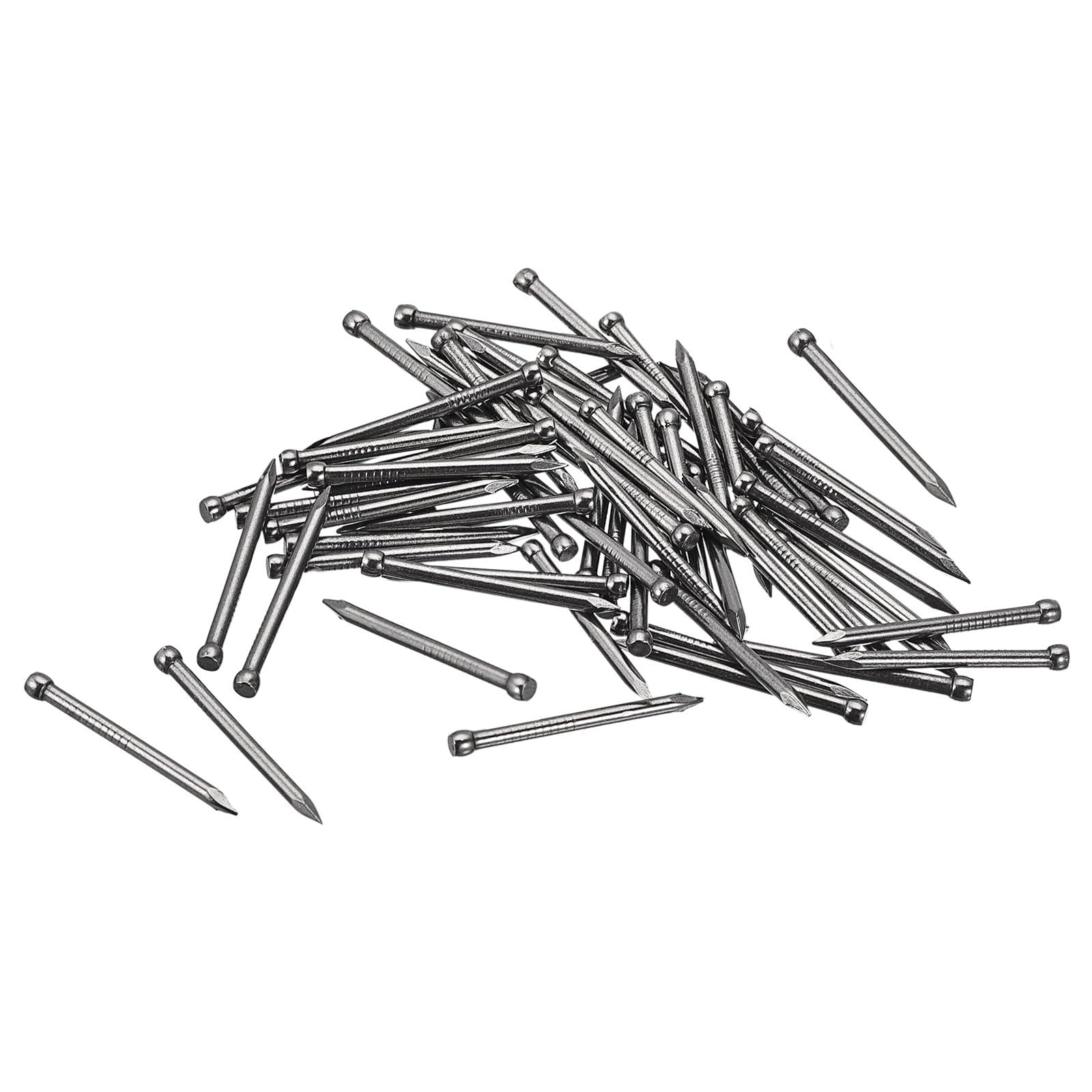Unifizz 100pcs 30mm Finishing Nails Carbon Steel Headless Nails for Picture Hanging, Small Hardware Nails for Wood Frame, Wall Trim, Baseboards and Art Projects,Silver