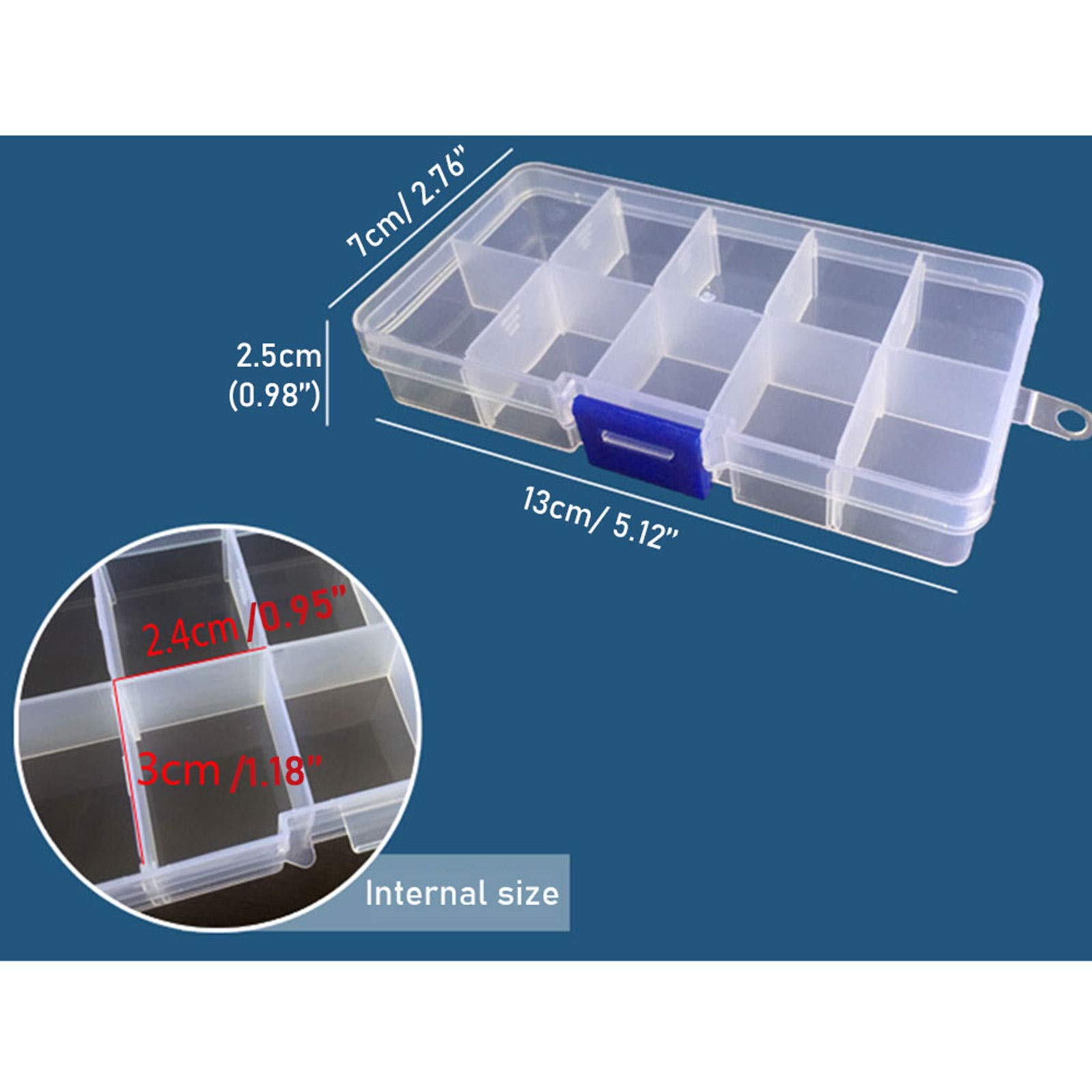 Leisurealeaneag 10 Grid Plastic Sieraden Verwijderbare Opbergdoos Kralen Oorbel Container Wit, 5x6.5x0.87 inch
