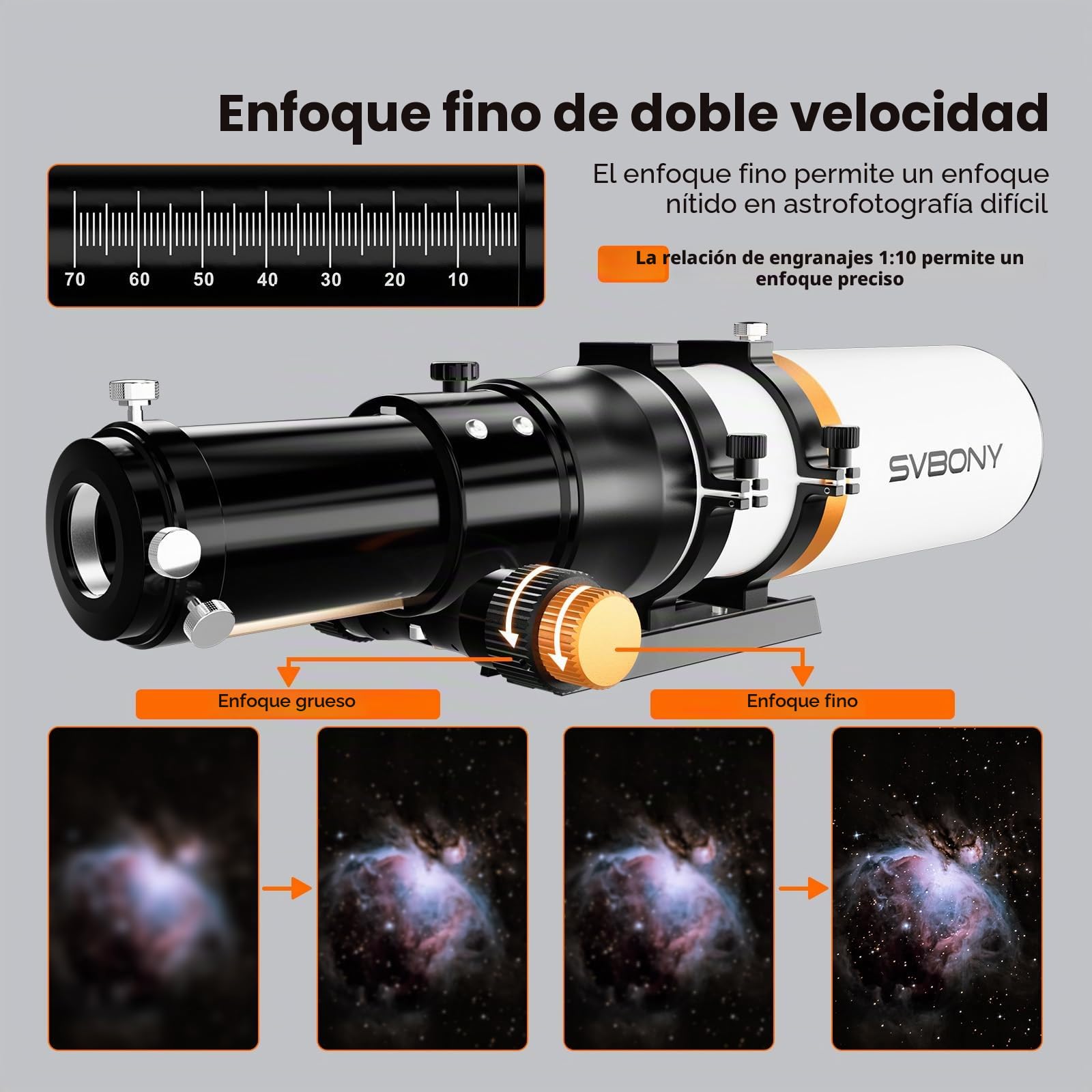 Svbony SV503 Telescopio OTA, Telescopio Refractor, 70 mm F6,78 Lente ED, Aplanador de Campo Incorporado, Adecuado para Fotografía Astronómica de Nebulosas Galaxias y Cámaras con Sensores APS-C