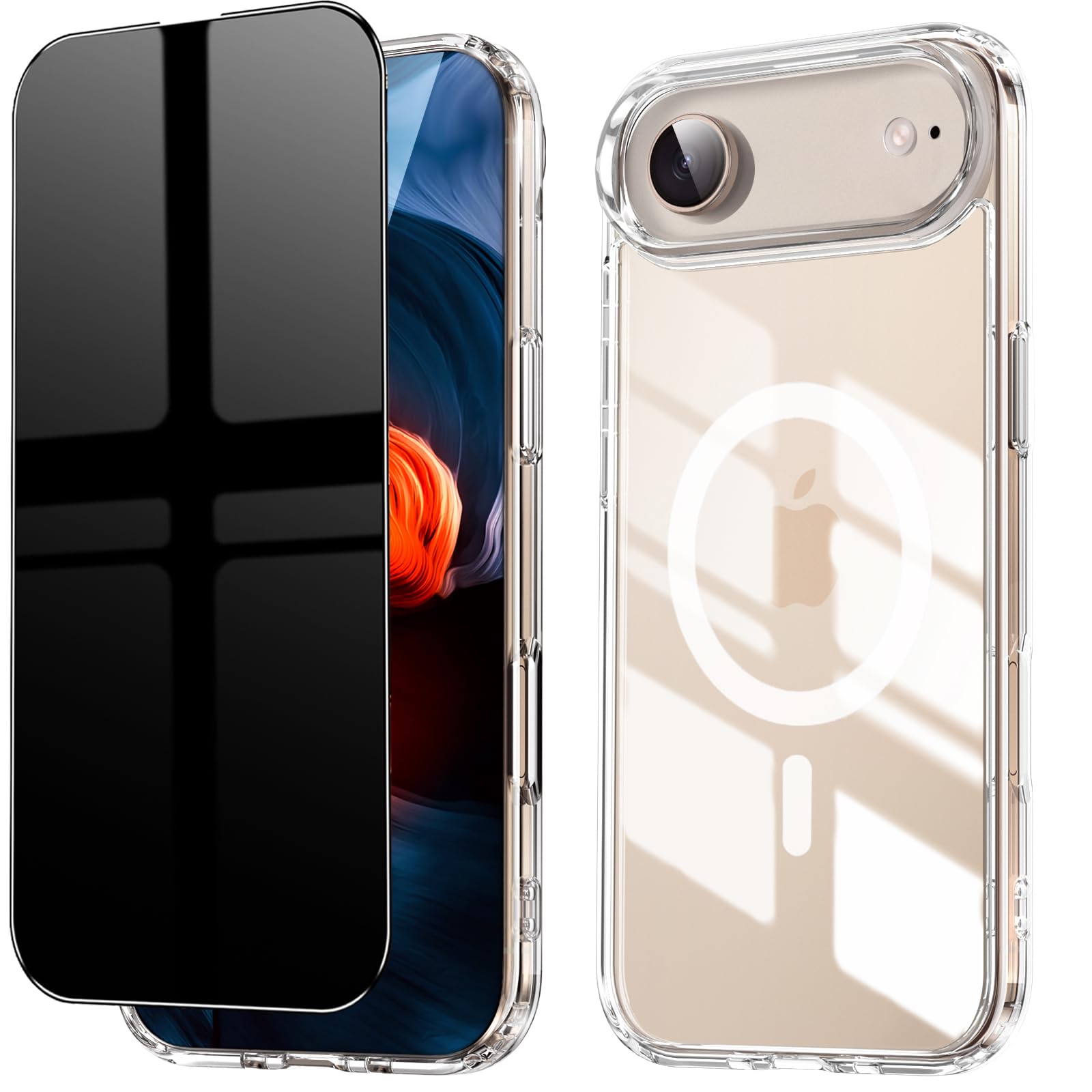 Photo 1 of **2 PACK**SHUOXUKE Clear for iPhone 17 Air Case with Privacy Screen Protector,Hybird Military-Grad Drop Protection Cover Anti Yellowing Silicone TPU Bumper Hard PC Back Cover Case for iPhone 17Air Crystal Clear