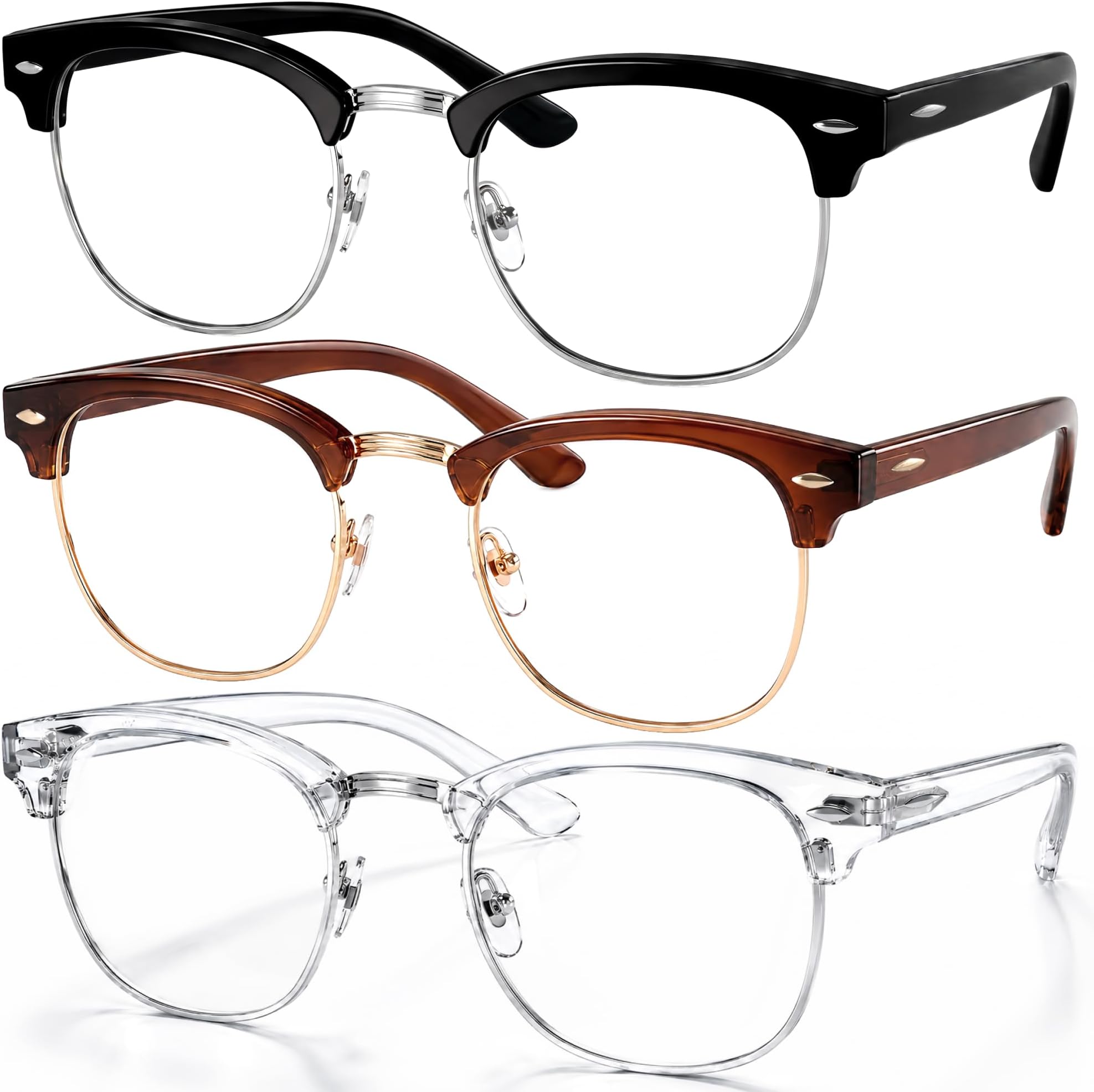 Blue Light Glasses for Men & Women - Mixed Material + Metal Frames with UV Protection Coating