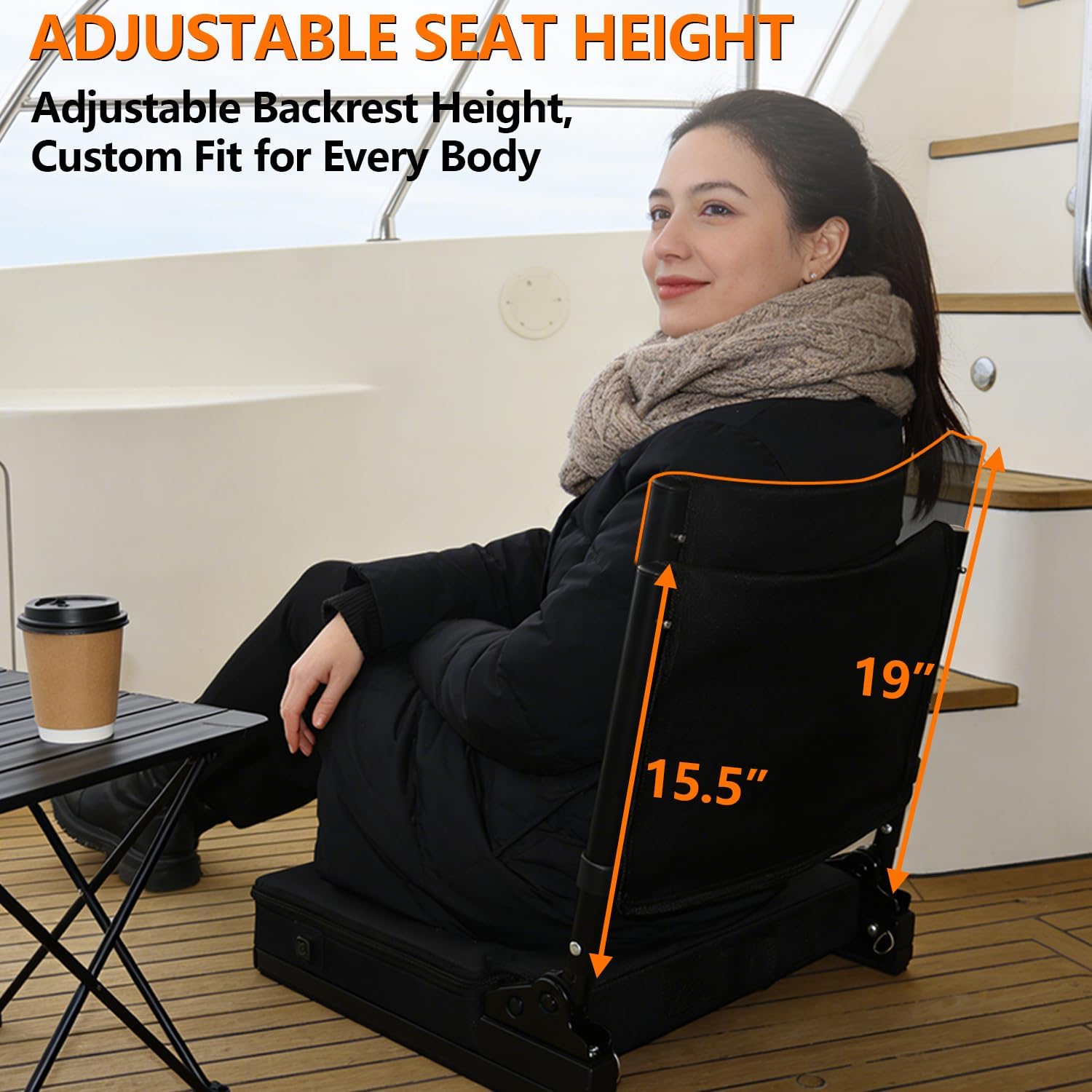 Heated Portable Stadium Chair with Back Support and Cushion, Wide Padded Bleacher Seat - Foldable Comfort for Sporting Events, Concerts, and Outdoor Games