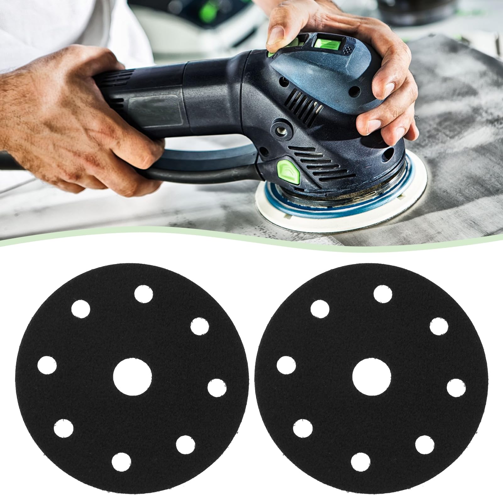EMSea 2pcs Protectores de Almohadillas para Lijadora de Bucle Almohadilla de Lijado de Repuesto de 5 Pulgadas Compatible con Festool 150 ES 150 ETS 150 ETS Ec 150 125 X 3 Mm