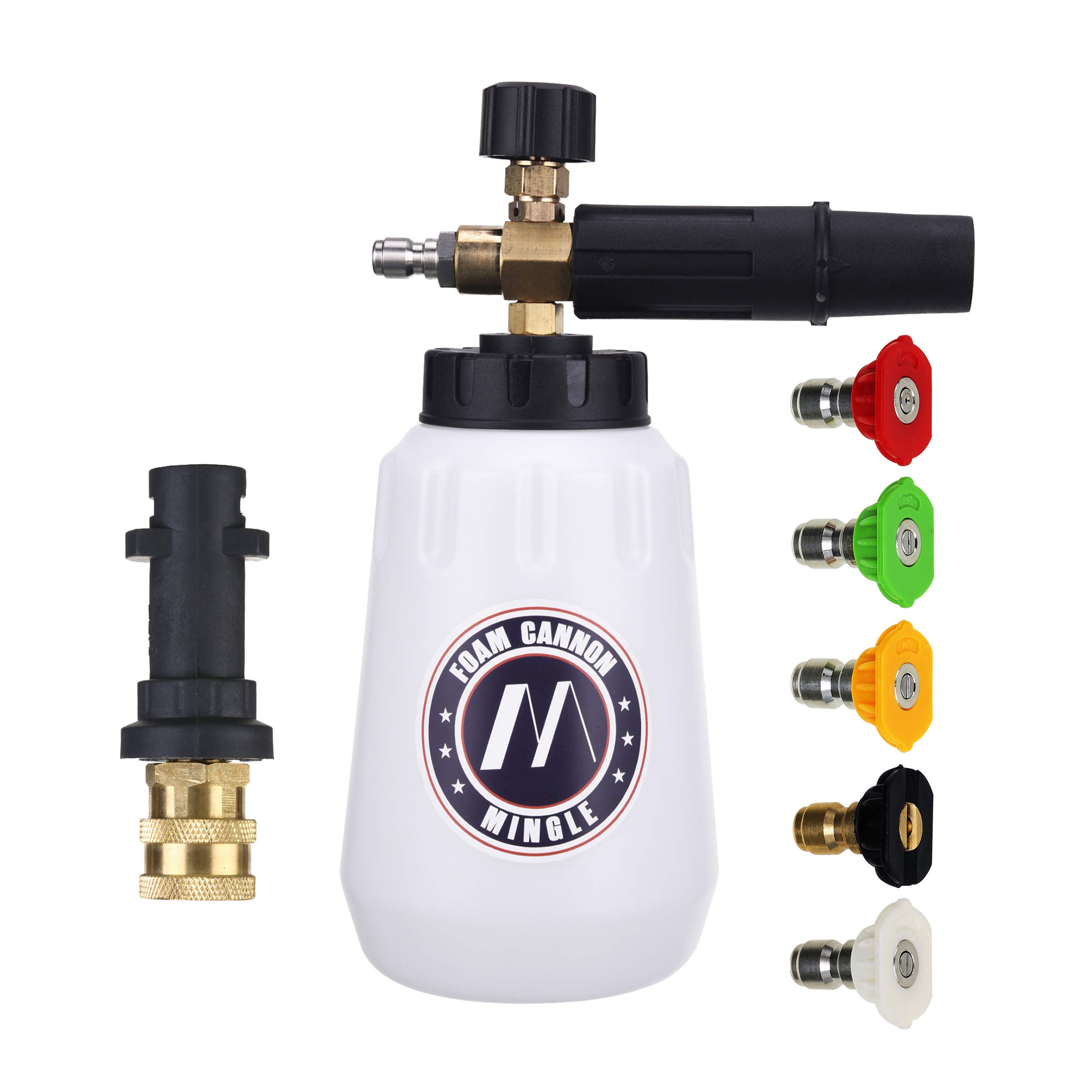M MINGLE Foam Canon Compatible Karcher K2 K3 K4 K5 K6 K7 High Pressure Washer Replacement Parts with 5 Nozzle Tips 1/4" Quick Connector