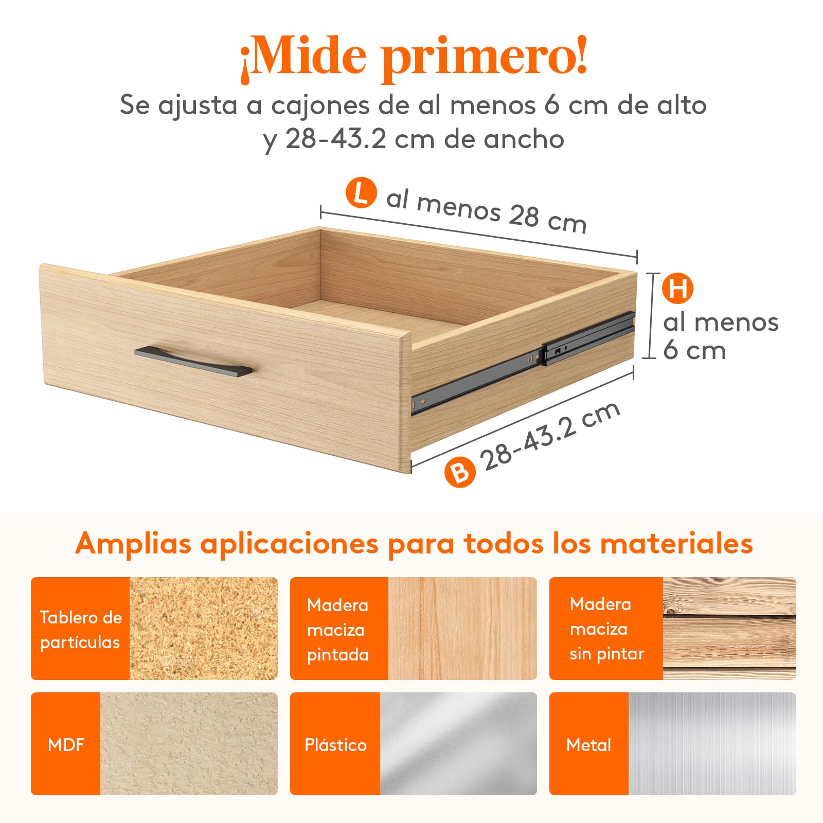 Lifewit Divisores de Cajones 28-40cm Ajustable Altura 6cm Organizador Armario Blanco 5 Paquetes