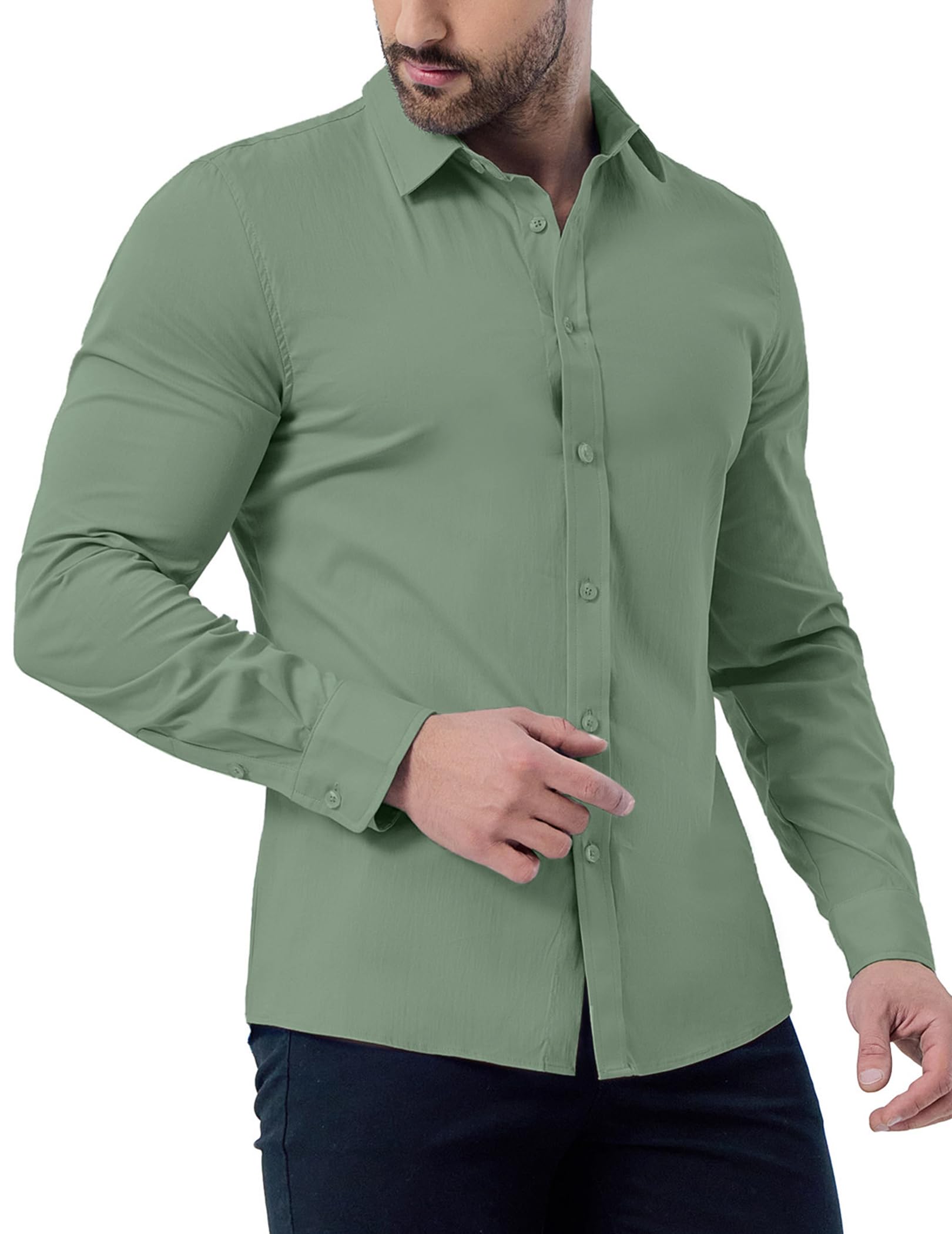 Zaful Mens Dress Shirts Slim Fit Button Down Long Sleeve