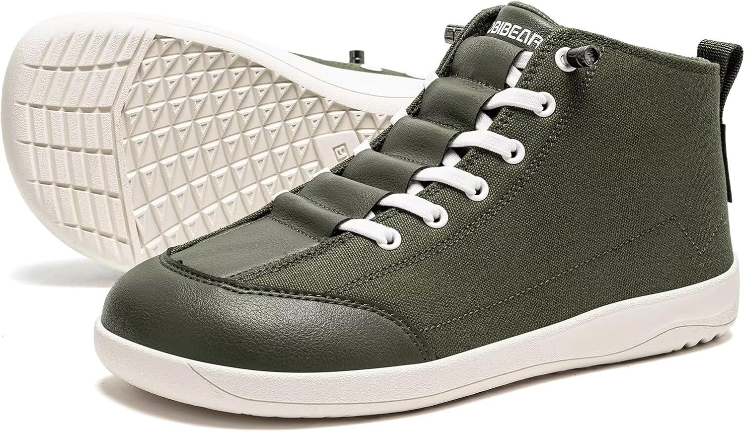 HOBIBEAR Canvas Barefoot Boots for Women Zero-Drop Wide Width Shoes Mid Top Breathable Walking Boots - Image 2