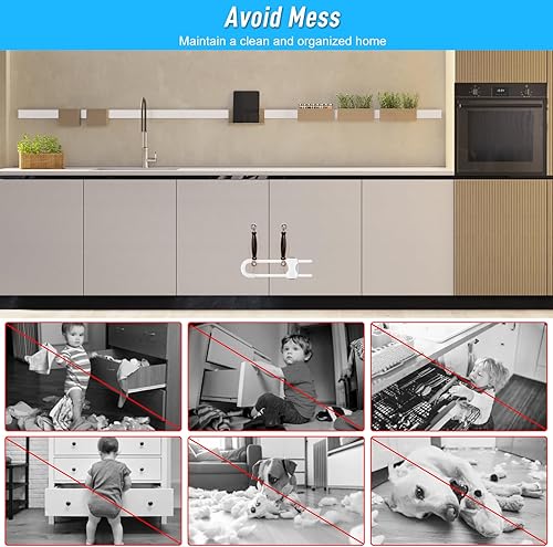 Miniatura 6 de Cerraduras de gabinete a prueba de bebés, cerraduras de gabinete en forma de U a prueba de niños, cerraduras ajustables para niños para armarios y