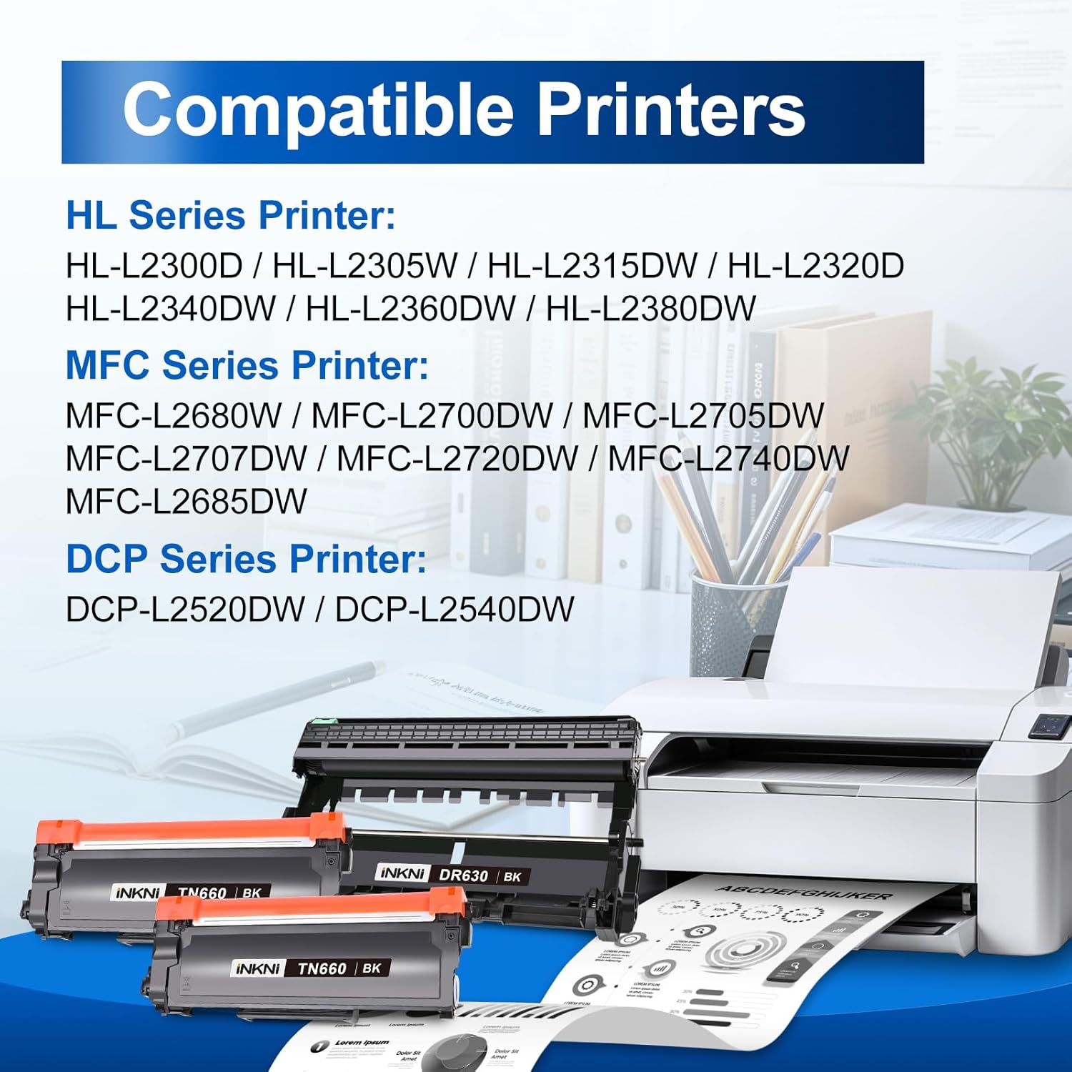 InkNI Compatible DR630 Drum TN660 Toner Cartridge Replacement for Brother DR630 TN660 TN630 High Yield Compatible for Brother HL-L2300D L2540DW L2320D L2360DW L2380DW L2700DW Printer (Black, 3-Pack) - Image 4