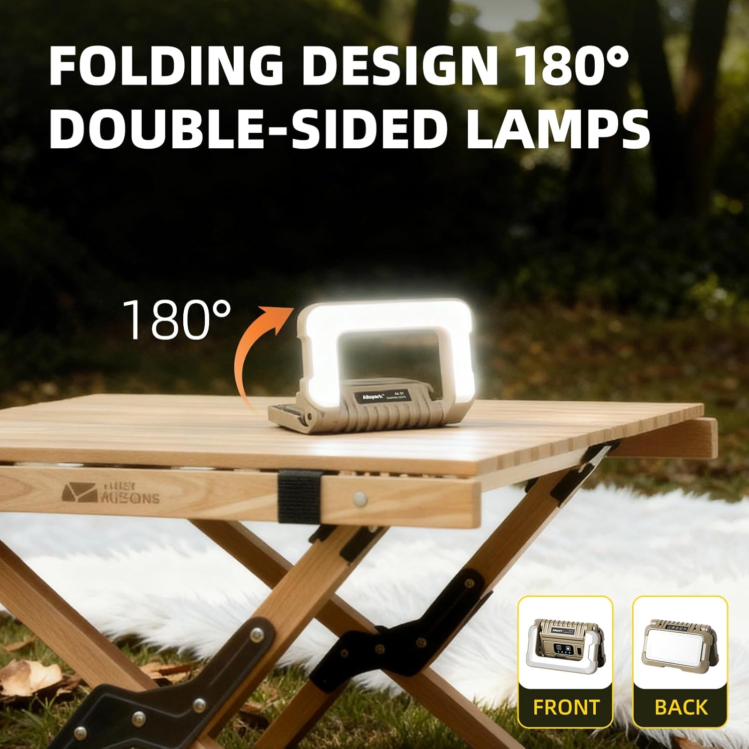 1500LM Folding Portable LED Camping Lantern, Rechargeable Camping Light,USB-C Work Light,5 Modes 3 Light Sources,1/4" Screw Adapter Tent Lights,Floodlight for Hiking,Power Outages,Garage,Job Lighting