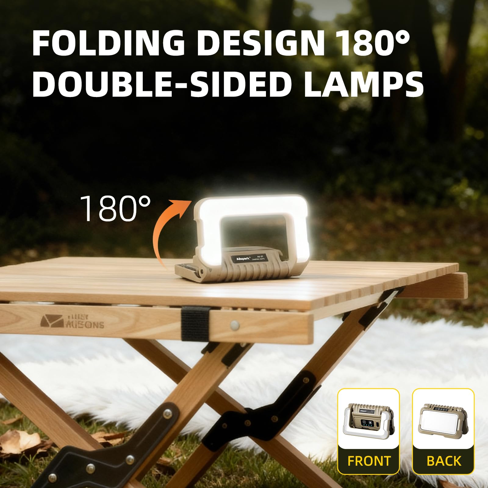 1500LM Wiederaufladbare Campinglaterne Tragbare Faltbare Campingleuchte USB-C Arbeitsleuchte 6 Modi 3 Lichtquellen 0,6 cm Schraubenadapter Tragbarer Projektor