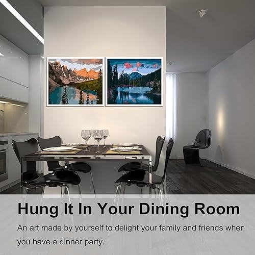 Miniatura 188 de Baisite 1112 Pintura por números, para adulto, principiante, niño, 12 pulgadas de ancho x 16 pulgadas de largo, 2 lienzos, 8 pinceles de madera