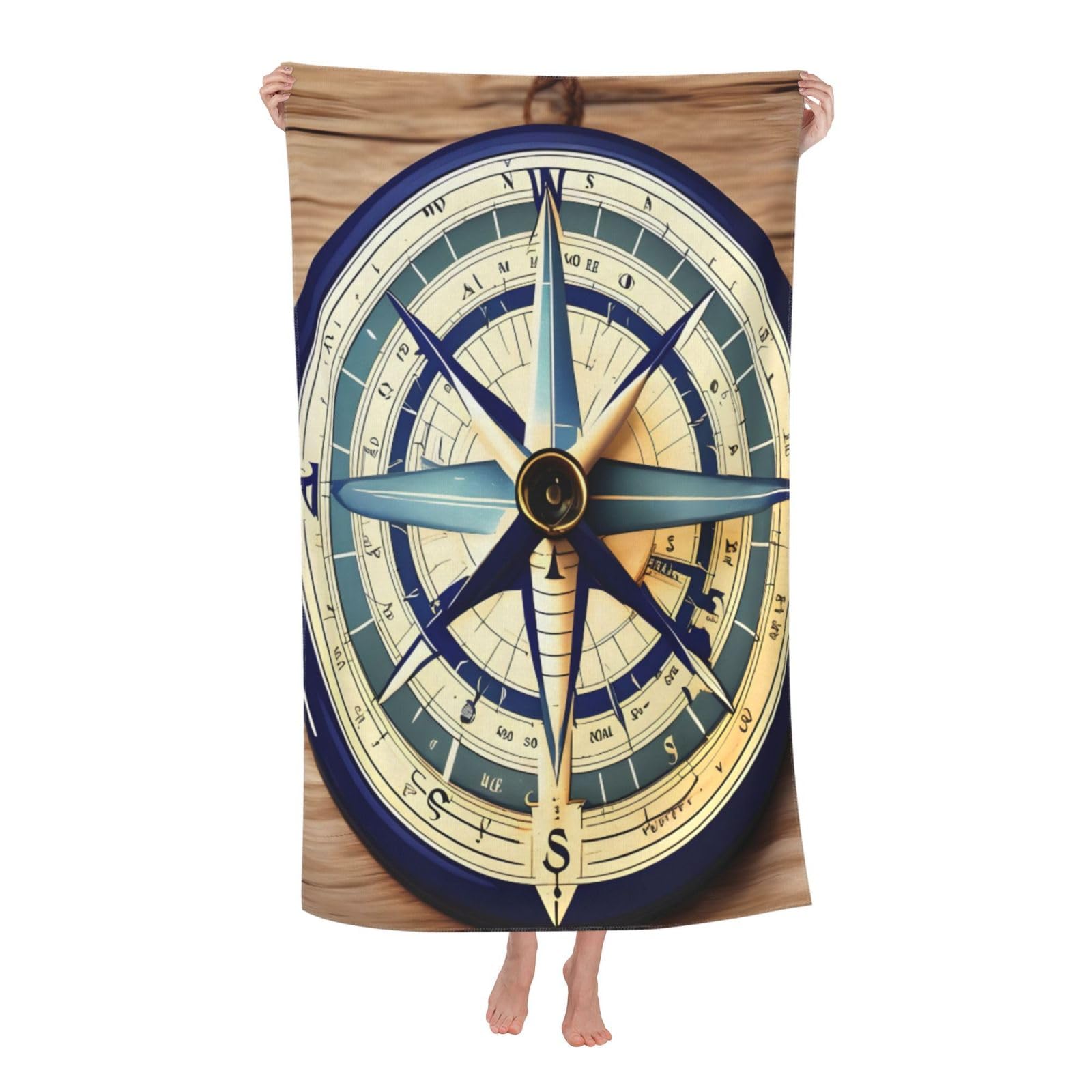 NImongt Maritime Sailboat Compass Print Oversized Adult Beach Towel For Travel Weekend Getaways Festivals Camping Trips