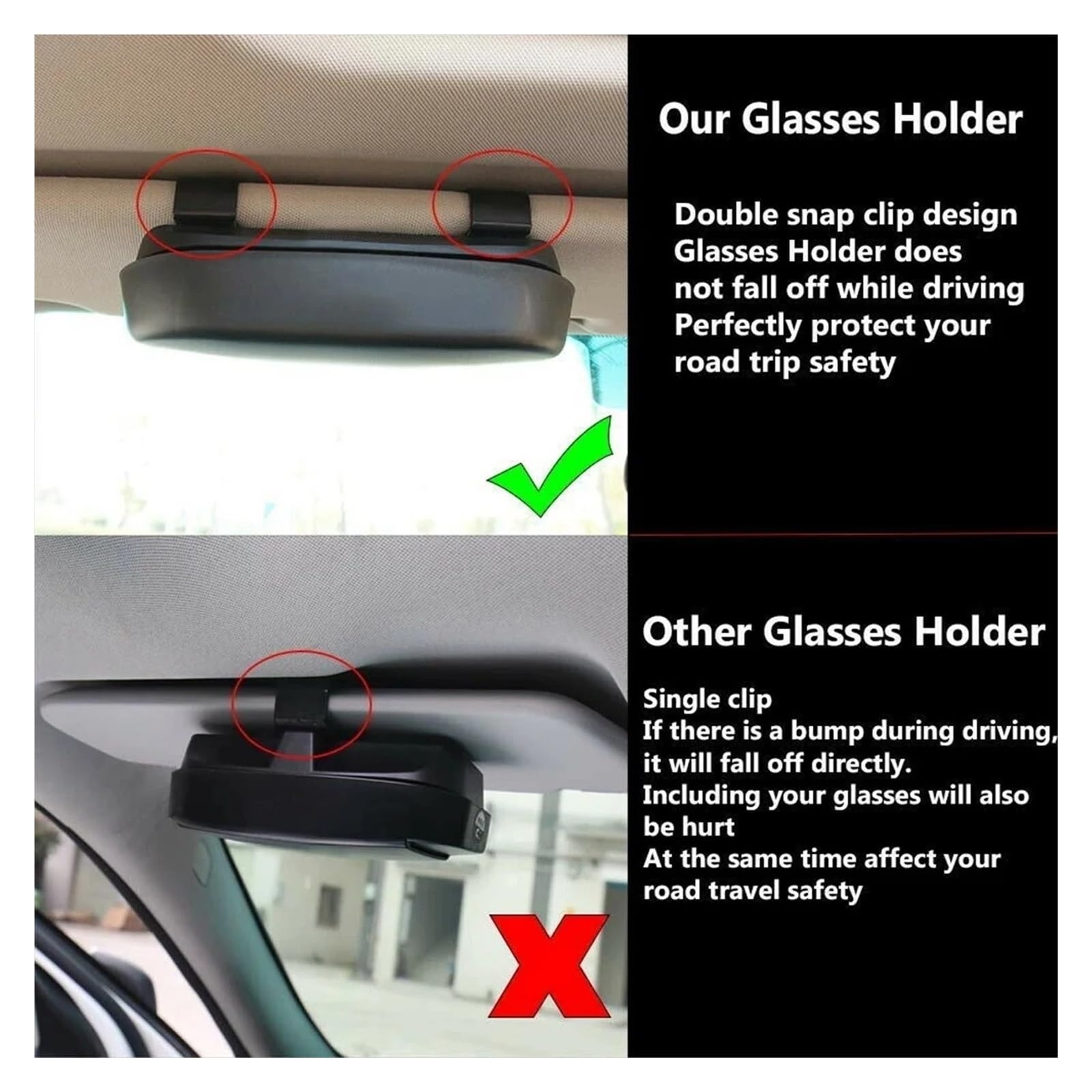 Porta Occhiali Interno Auto Accessori per Porta Occhiali da Sole Riutilizzabili Magnetici Multifunzionali con Scatola per per Visiera Universale per Auto(Gray)