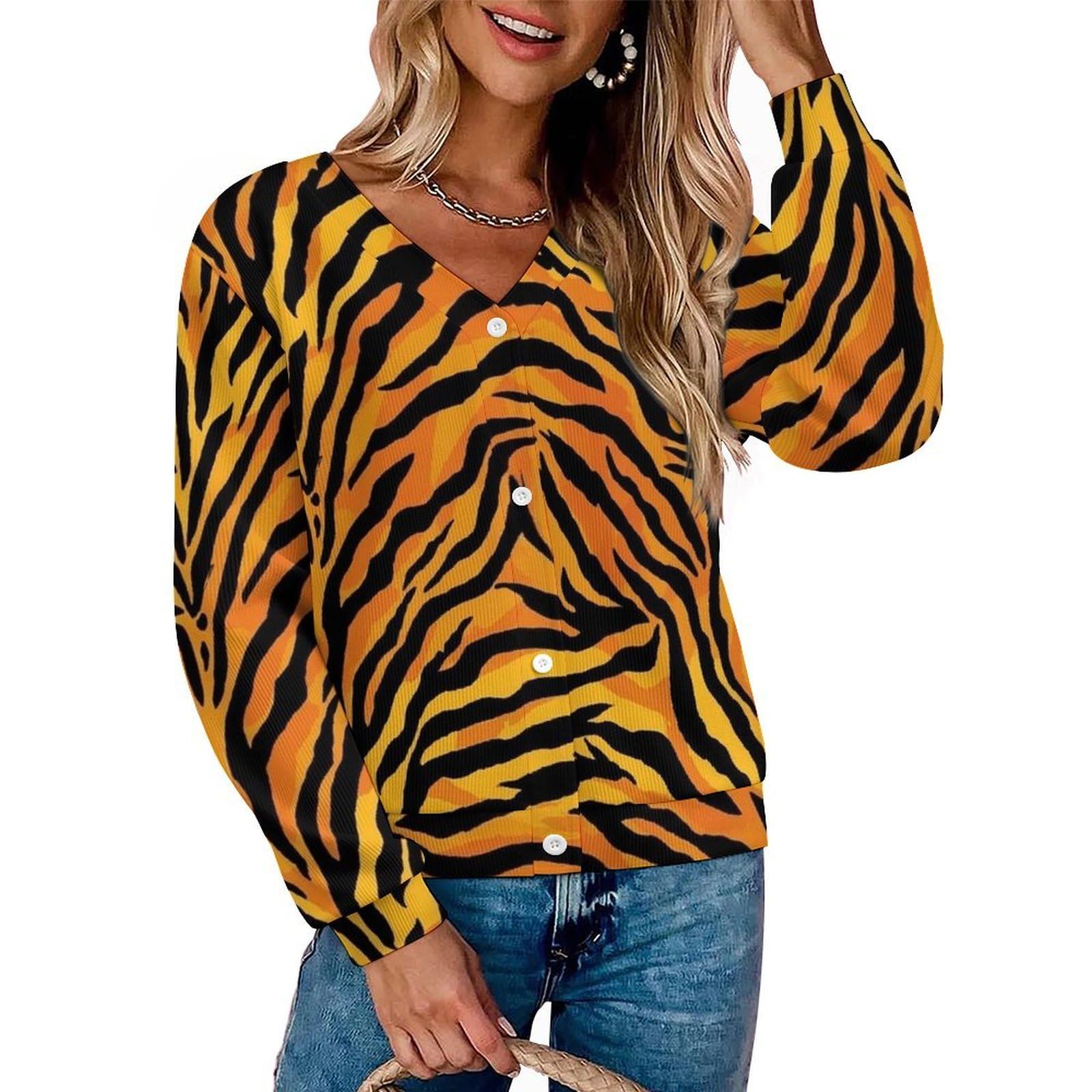 Womens Sweater Cardigan Fashion Button Down V Neck Long Sleeve Open Front Fall Cardigan for Holiday Dress Decor