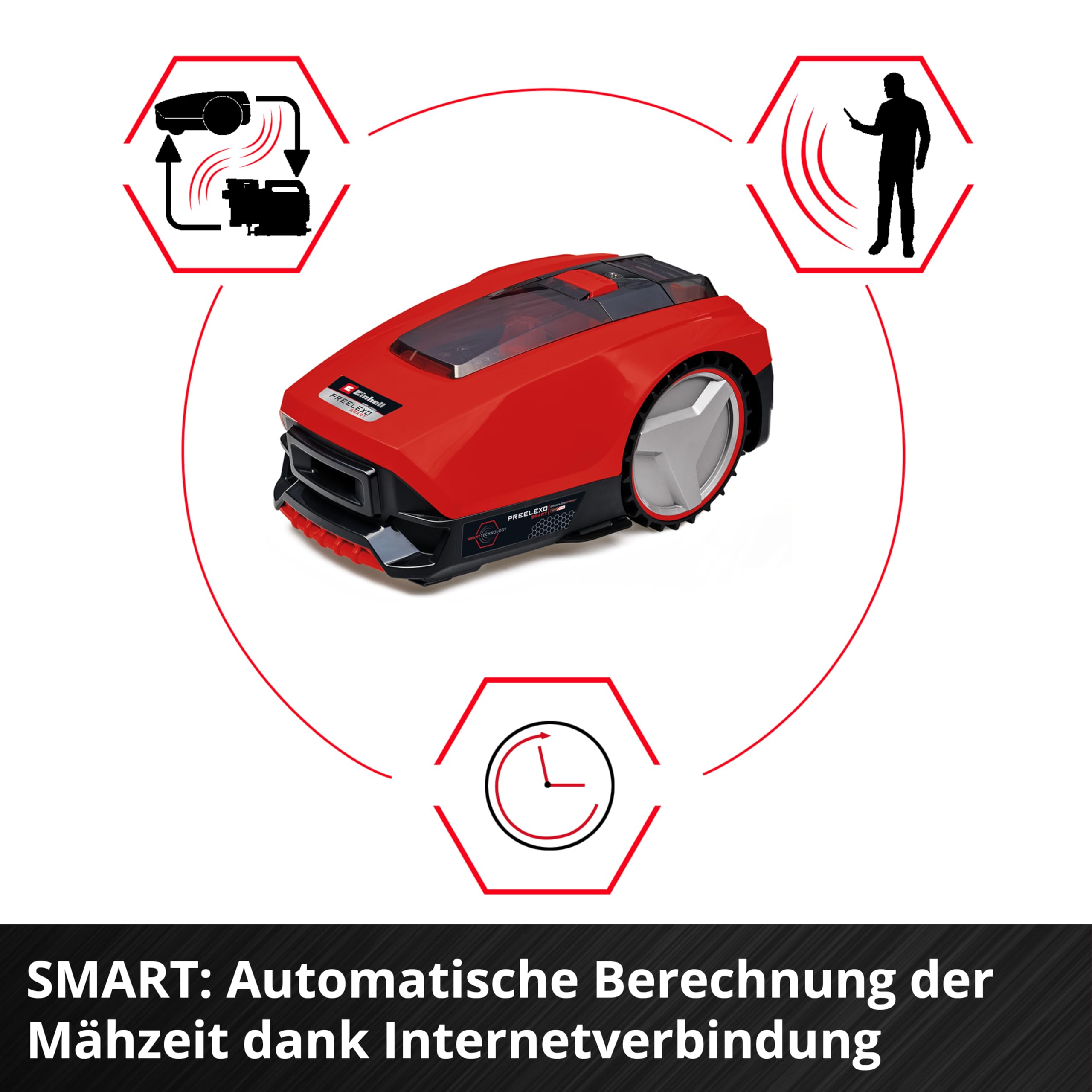 Einhell Mähroboter FREELEXO SMART 750 Power X-Change (Smarte Vernetzung, wetterabhängige Mähzeitberechnung, bis 750 m², Second Area Modus, inkl. Installationskit)
