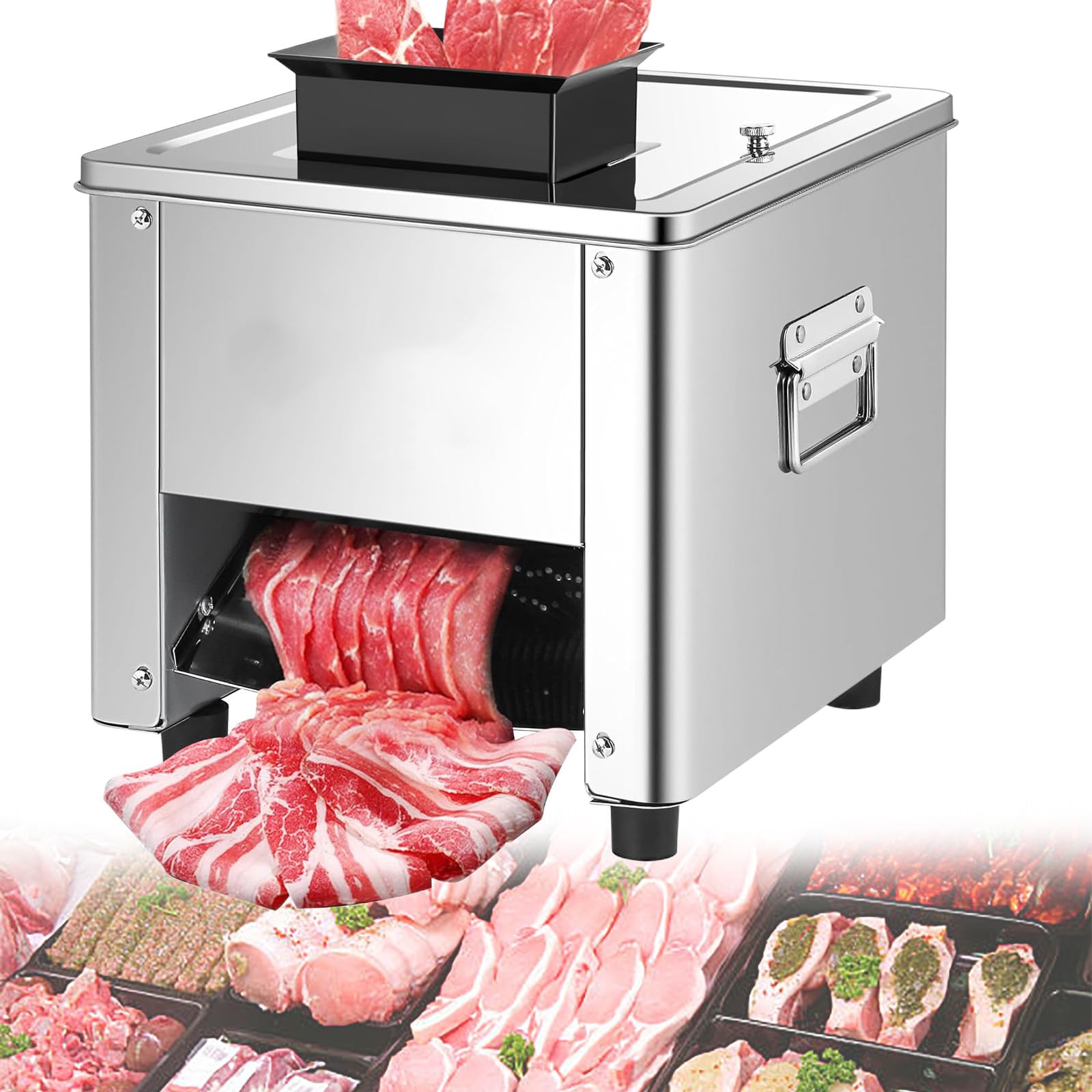 Máquina Cortadora De Carne De 850 W, Cortadora De Carne Cruda Comercial De Acero Inoxidable De 150 Kg/H para Cerdo Deshuesado, Pollo Y Pescado para La Familia.,