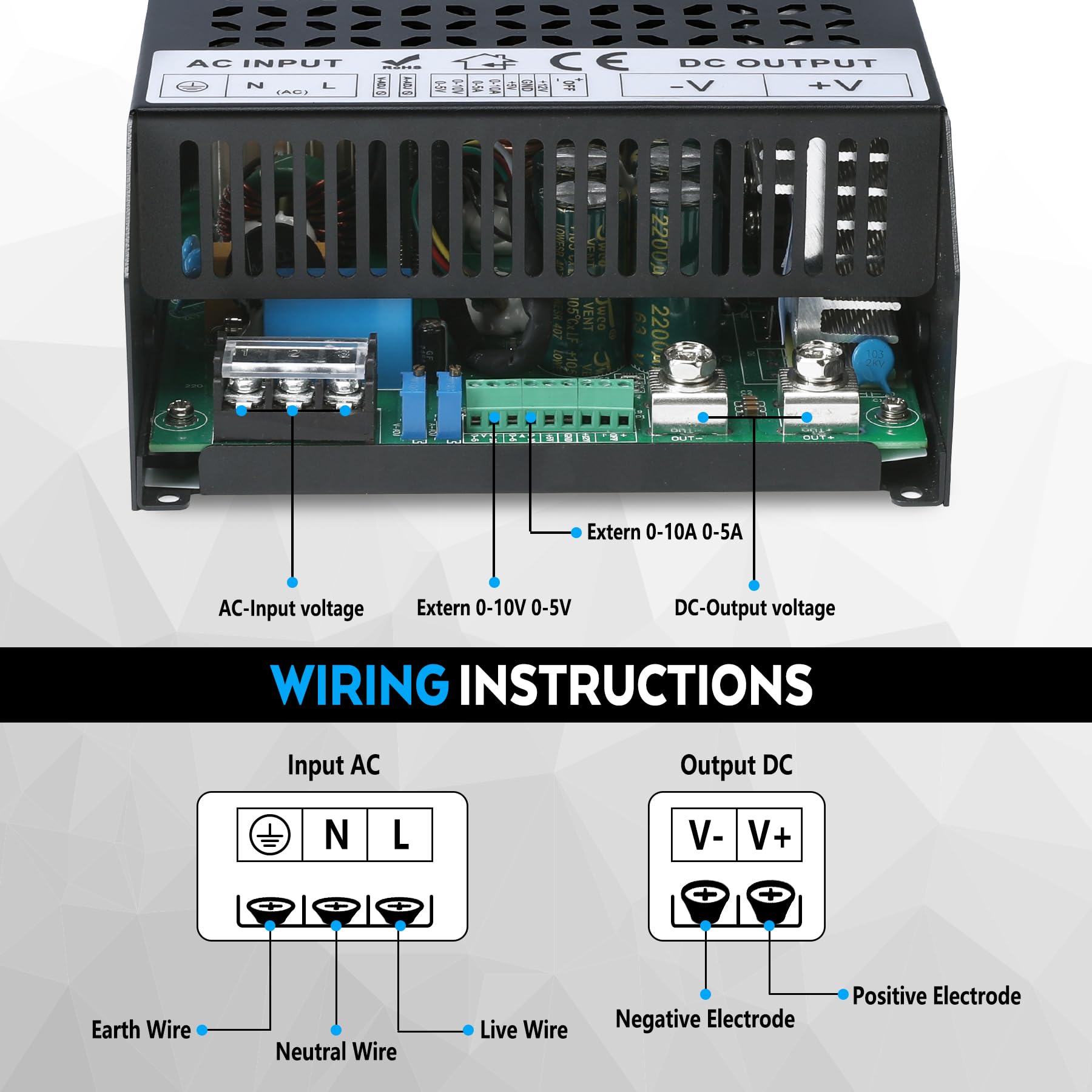 MEISHILE 13.8V 130A 1800W Netzteil Schaltnetzteile Stromversorgung AC to DC Transformator für LED Licht Streifen Glühbirne, Verstärker, Maschine, Trafo 230V 220V auf 13.8Volt 40A 50A 60A 70A 80A 100A