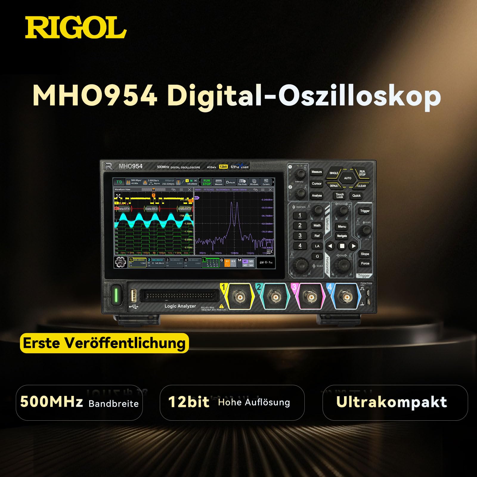 RIGOL MHO954 Oszilloskop Digital, 500 MHz, 4+16 Kanal, 12-Bit, 4 GSa/s