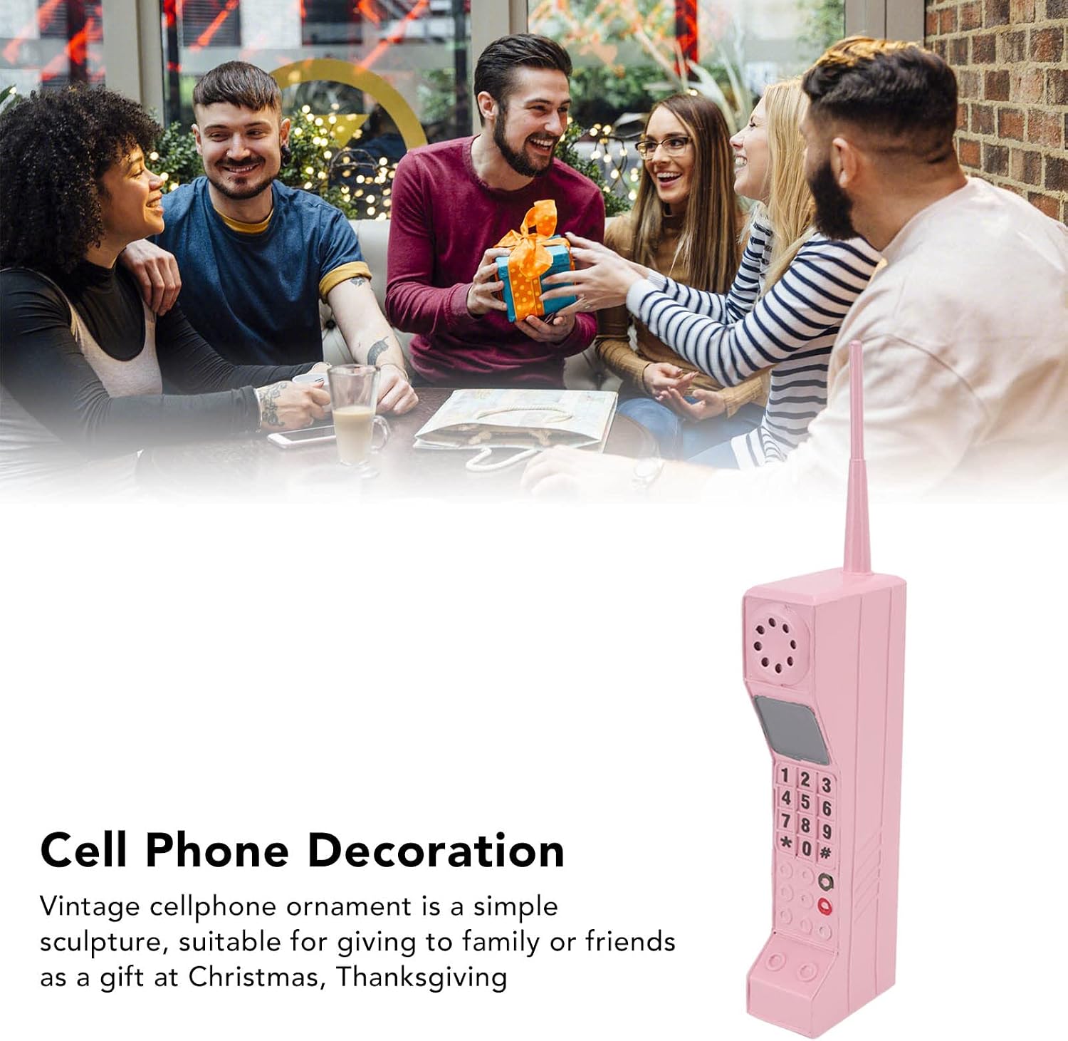 Cell Phone Ornament, 80s 90s Brick Cell Phone Ornament, Retro Old Fashioned Cell Phone Model,Vintage Simulation Photographic Props,Old Fashioned Cell Phone Template for Family Decoration(Pinks)