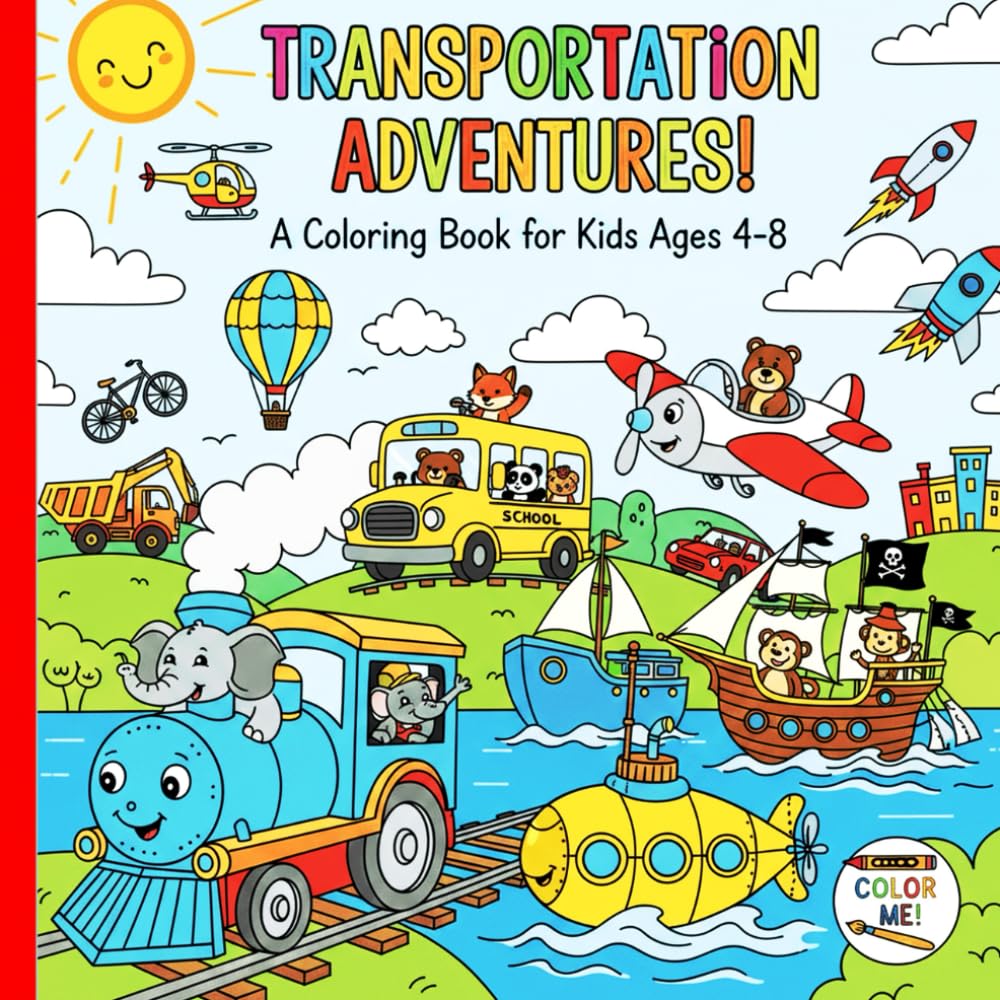 TRANSPORTATION ADVENTURES: A Coloring Book for Kids
